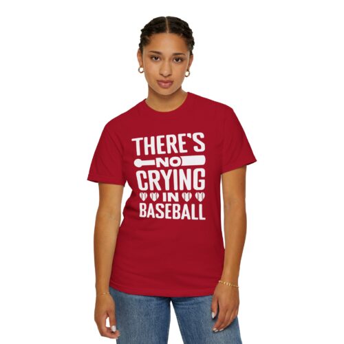 Baseball Humor T-Shirt, Unisex Garment-Dyed Tee, Funny Sports Shirt, Gift for Baseball Fans, No Crying in Baseball Tee. - Image 5