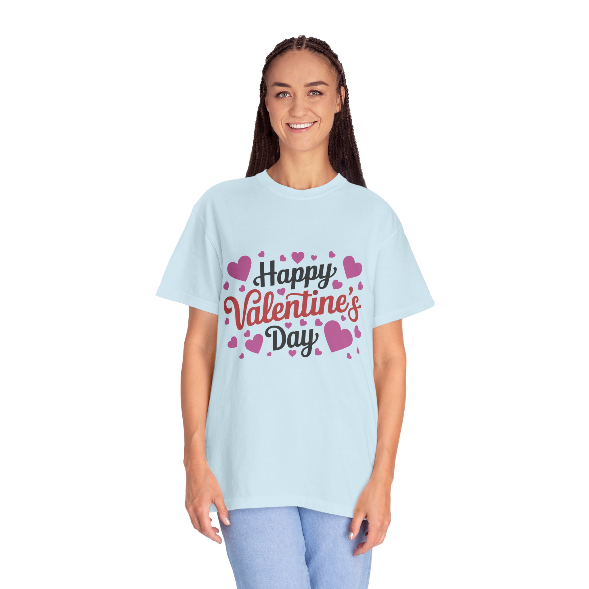 C - 8.17.Happy Valentine's Day Unisex Garment-Dyed T-shirt, Cute Valentine's Gift, Casual Love Tee, Couple's Matching Shirt. - Image 4