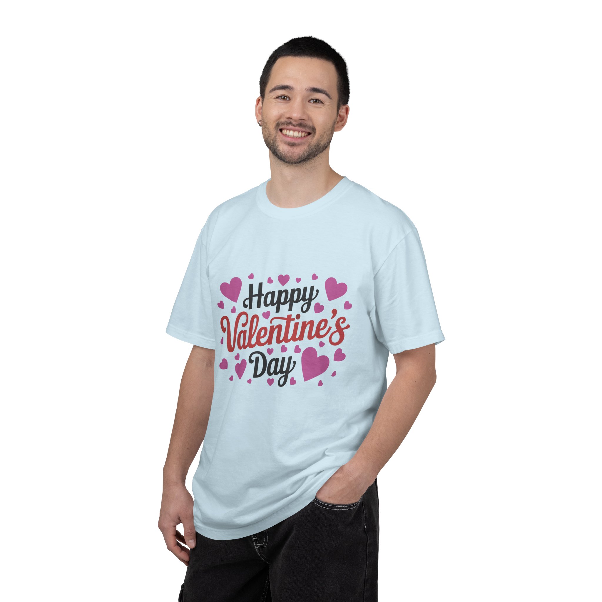 C - 8.17.Happy Valentine's Day Unisex Garment-Dyed T-shirt, Cute Valentine's Gift, Casual Love Tee, Couple's Matching Shirt. - Image 3