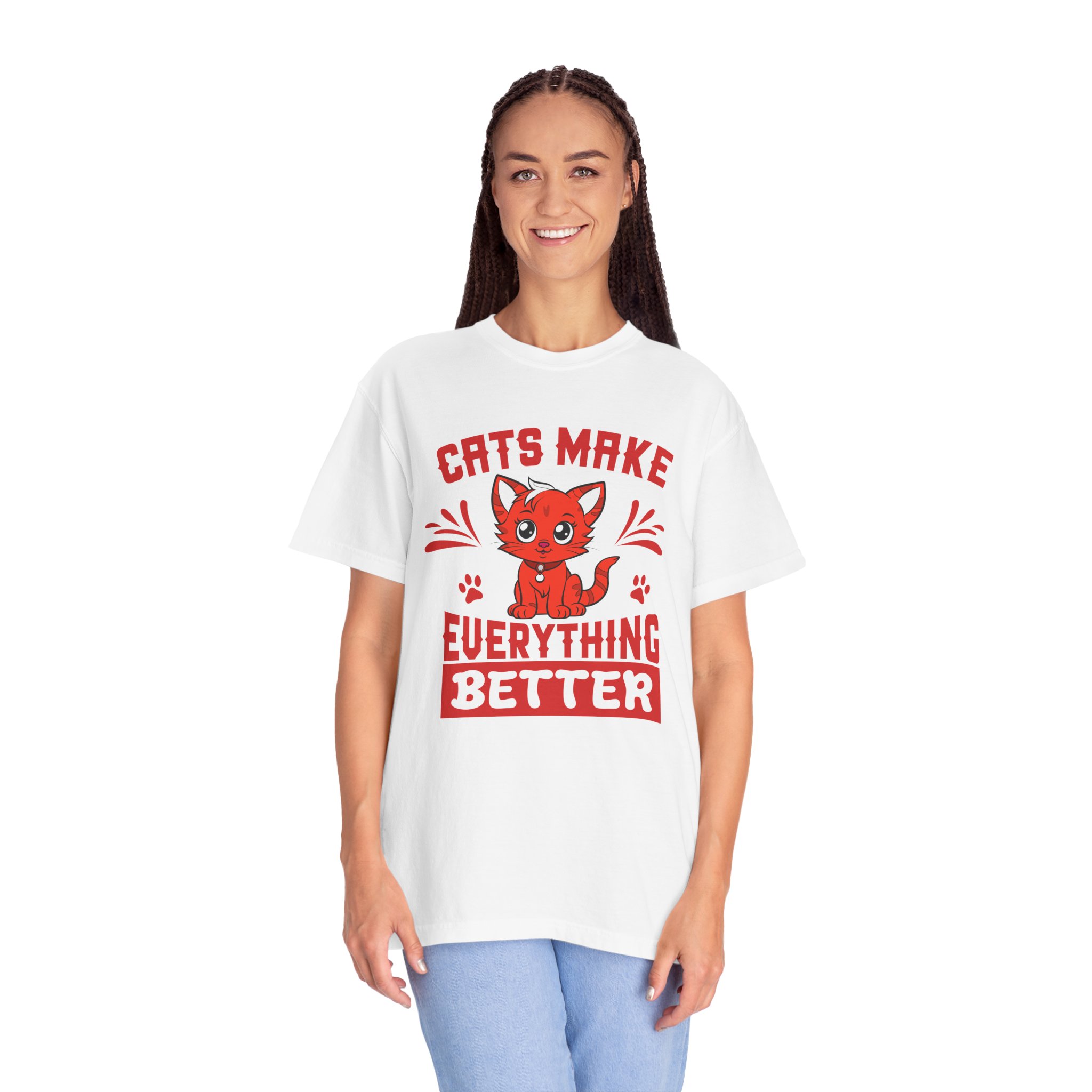 cn - 5.14 - Cats Make Everything Better T-Shirt — Cute Red Kitten Graphic Tee for Cat Lovers, - Image 4