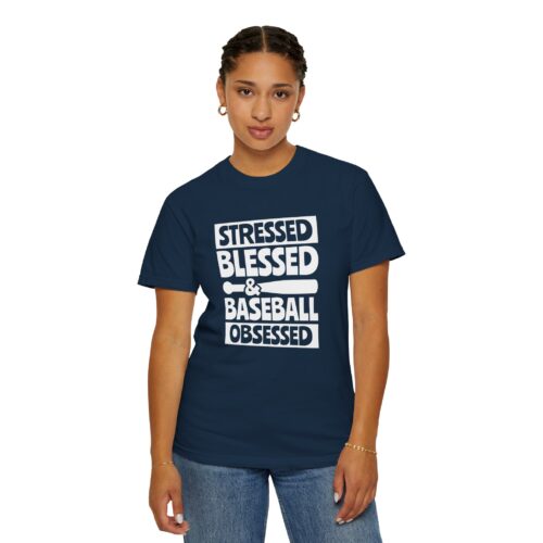 Baseball Obsession Tee, Stressed Blessed Baseball Shirt, Unisex Sportswear, Gifts for Baseball Fans, Casual Everyday Wear. - Image 45