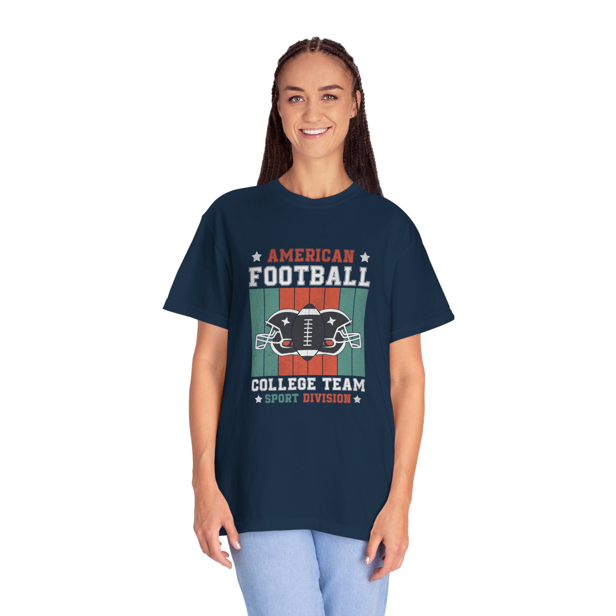 American Football College Team Unisex Garment-Dyed T-Shirt, Sports Fan Tee, Game Day Shirt, Gift for Football Lovers. - Image 4
