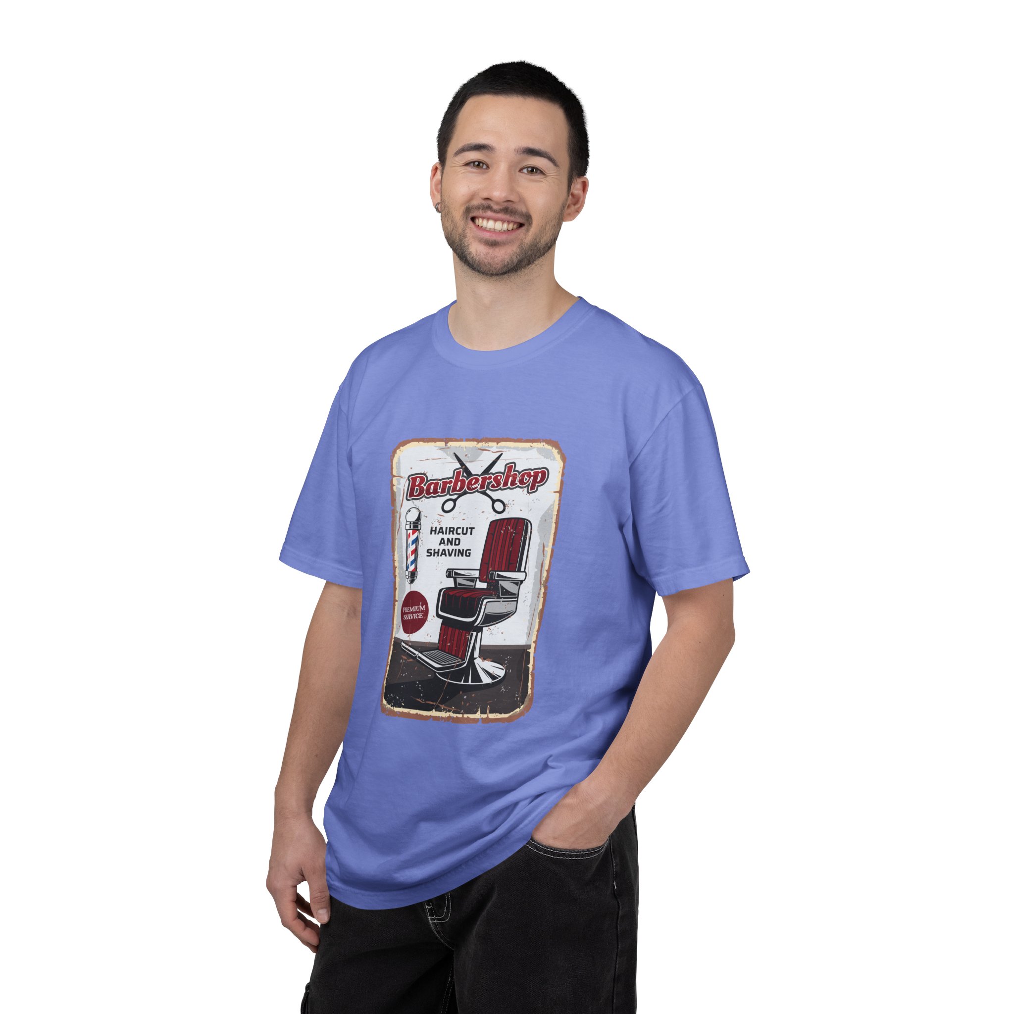 Vintage Barbershop T-Shirt, Unisex Graphic Tee, Haircut & Shaving Design, Barber Gift, Casual Wear, Retro Style, Gift for Him/Her. - Image 3