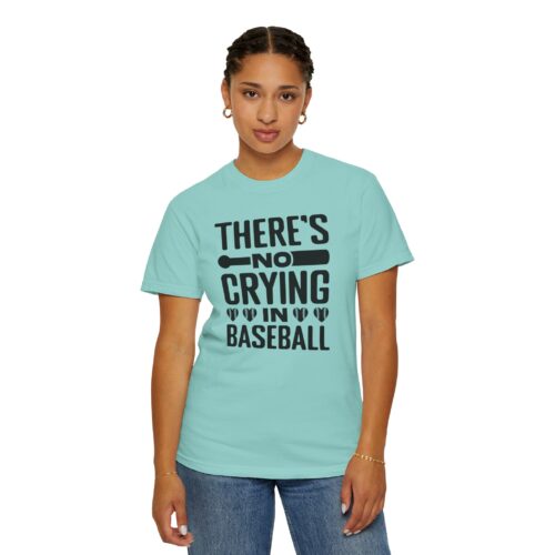 Baseball Humor T-Shirt, Unisex Garment-Dyed Tee, Gift for Sports Lovers, Funny Baseball Shirt, No Crying in Baseball. - Image 5