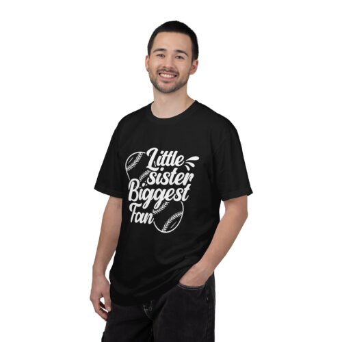 Little Sister Biggest Fan T-Shirt, Unisex Baseball Tee, Garment-Dyed Shirt, Sports Fan Apparel, Sibling Gift. - Image 19