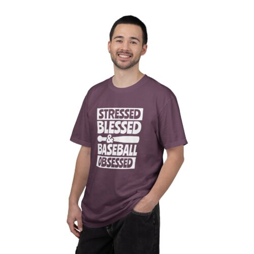 Baseball Obsession Tee, Stressed Blessed Baseball Shirt, Unisex Sportswear, Gifts for Baseball Fans, Casual Everyday Wear. - Image 11