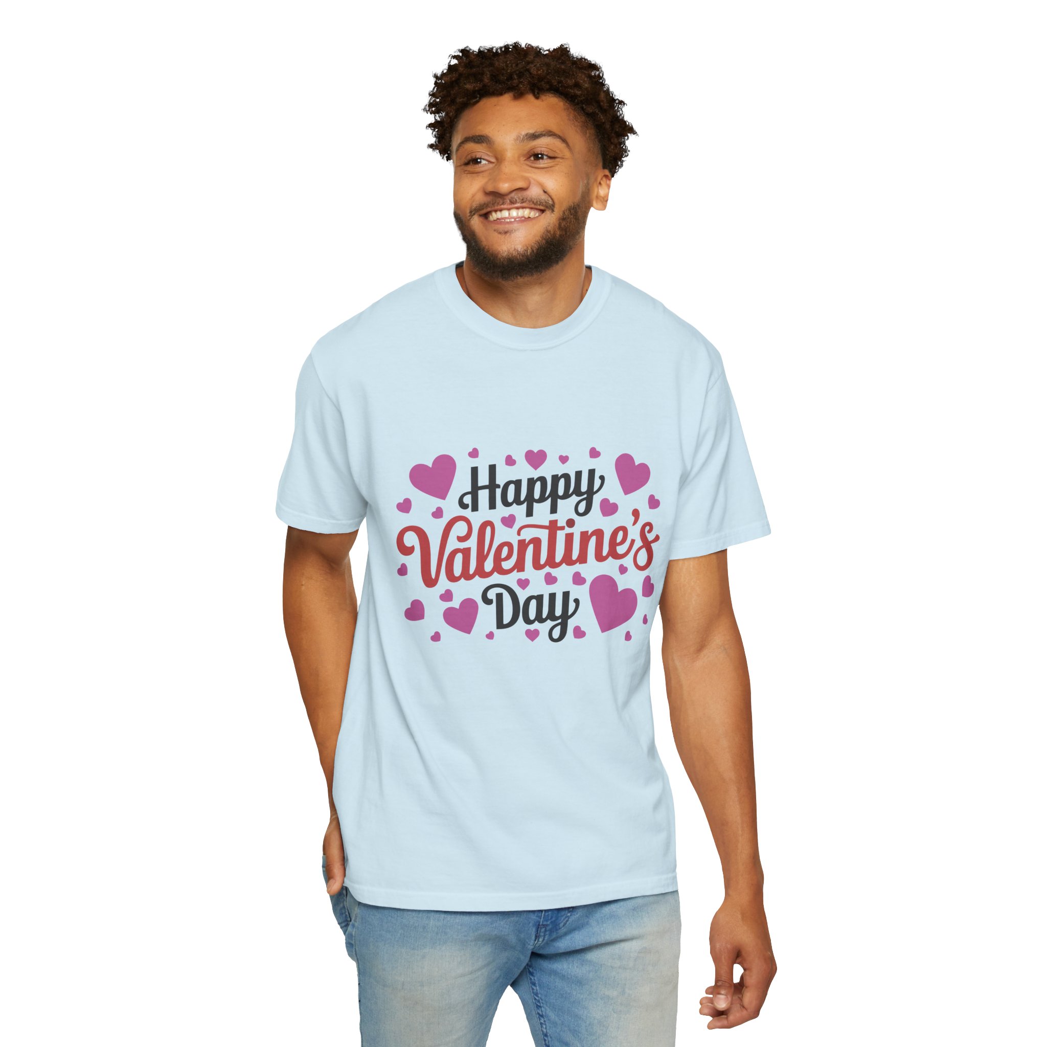 C - 8.17.Happy Valentine's Day Unisex Garment-Dyed T-shirt, Cute Valentine's Gift, Casual Love Tee, Couple's Matching Shirt. - Image 7