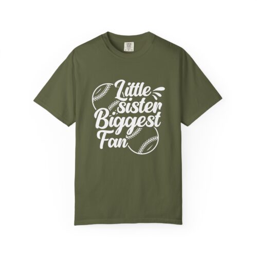 Little Sister Biggest Fan T-Shirt, Unisex Baseball Tee, Garment-Dyed Shirt, Sports Fan Apparel, Sibling Gift. - Image 33