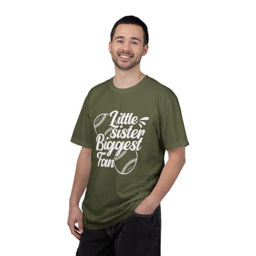 Little Sister Biggest Fan T-Shirt, Unisex Baseball Tee, Garment-Dyed Shirt, Sports Fan Apparel, Sibling Gift. - Image 35