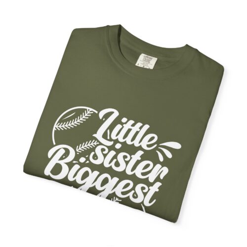 Little Sister Biggest Fan T-Shirt, Unisex Baseball Tee, Garment-Dyed Shirt, Sports Fan Apparel, Sibling Gift. - Image 34