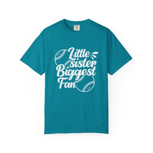 Little Sister Biggest Fan T-Shirt, Unisex Baseball Tee, Garment-Dyed Shirt, Sports Fan Apparel, Sibling Gift. - Image 41