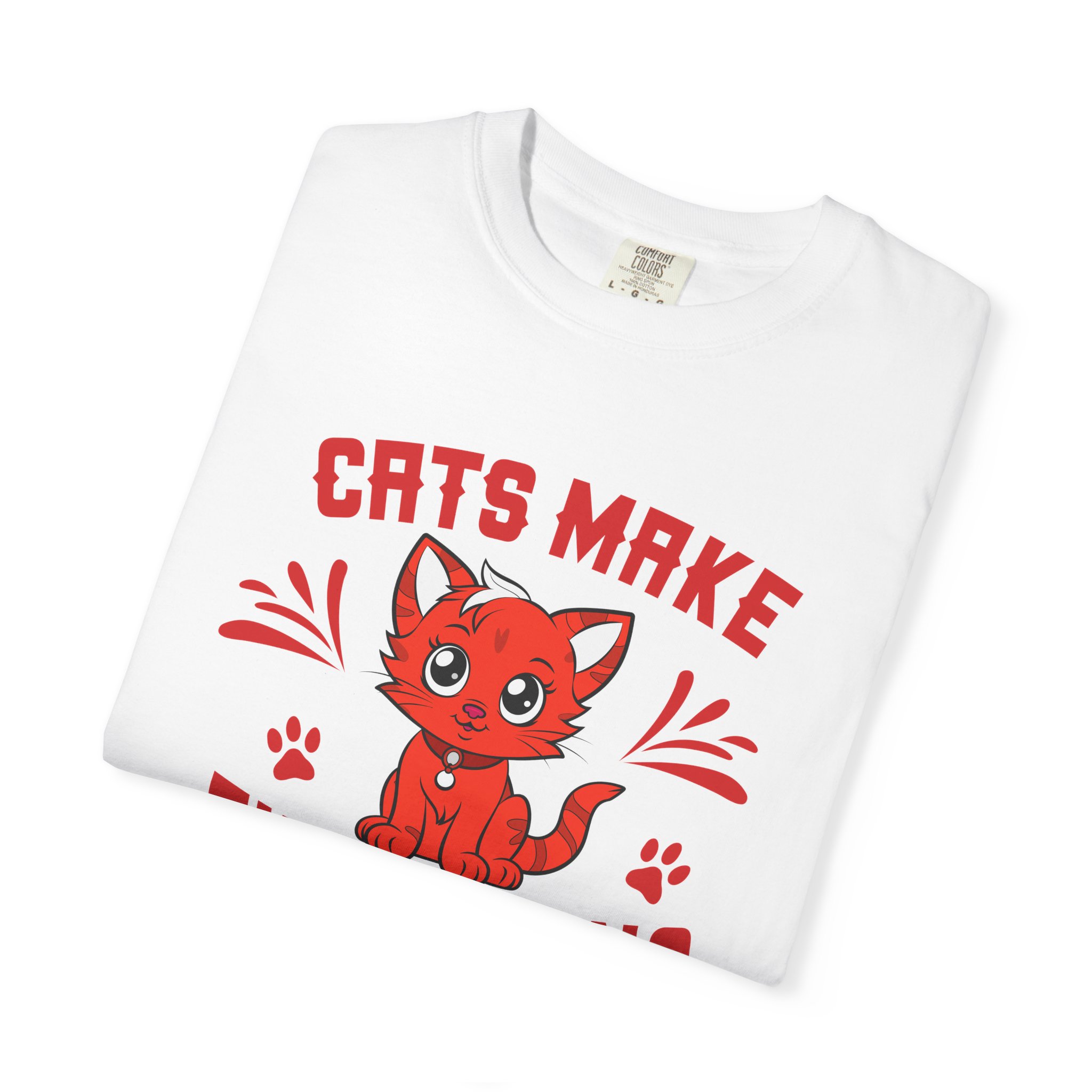 cn - 5.14 - Cats Make Everything Better T-Shirt — Cute Red Kitten Graphic Tee for Cat Lovers, - Image 2