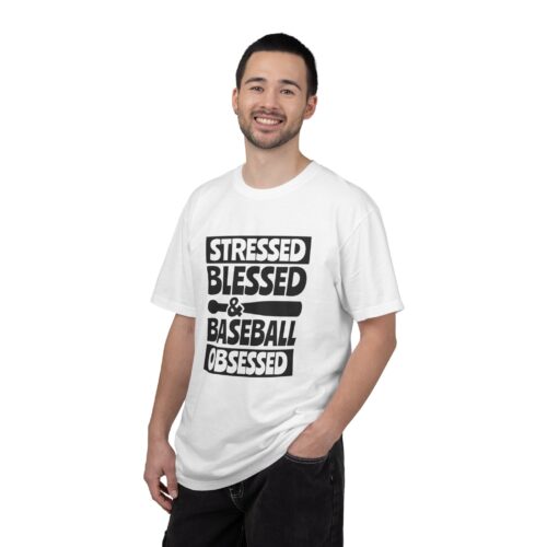 Stressed Blessed Baseball T-shirt - Perfect for Softball Season, Gift for Coaches, Athletes, Sport Fans, Unisex Tee. - Image 3