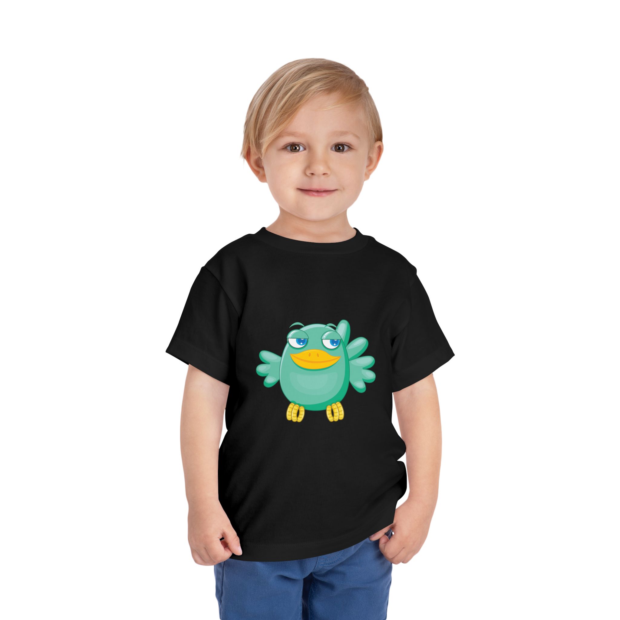 Cute Confident Green Bird Toddler T-Shirt – Adorable Cartoon Bird Graphic Tee for Kids, Boys & Girls. - Image 6
