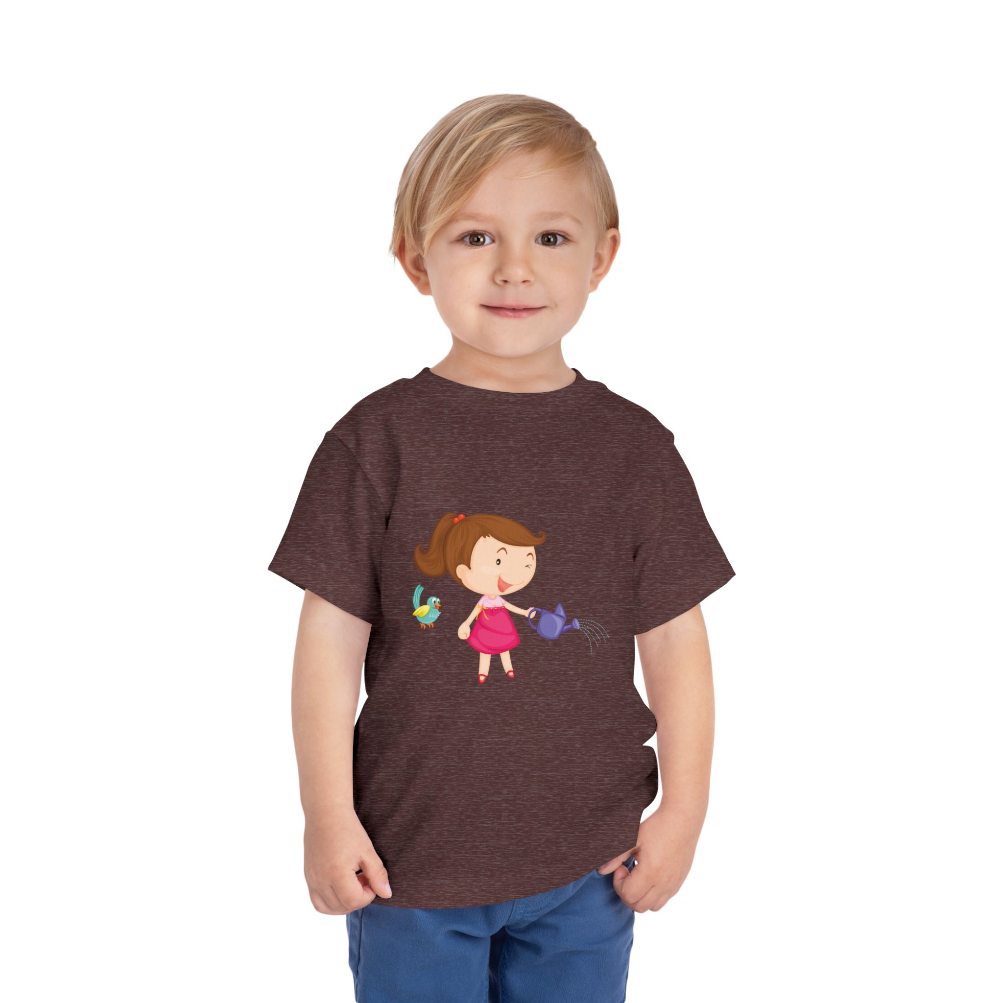 Cute Girl Watering Birds Toddler T-Shirt – Adorable Nature Garden Graphic Tee for Kids, Boys & Girls. - Image 26