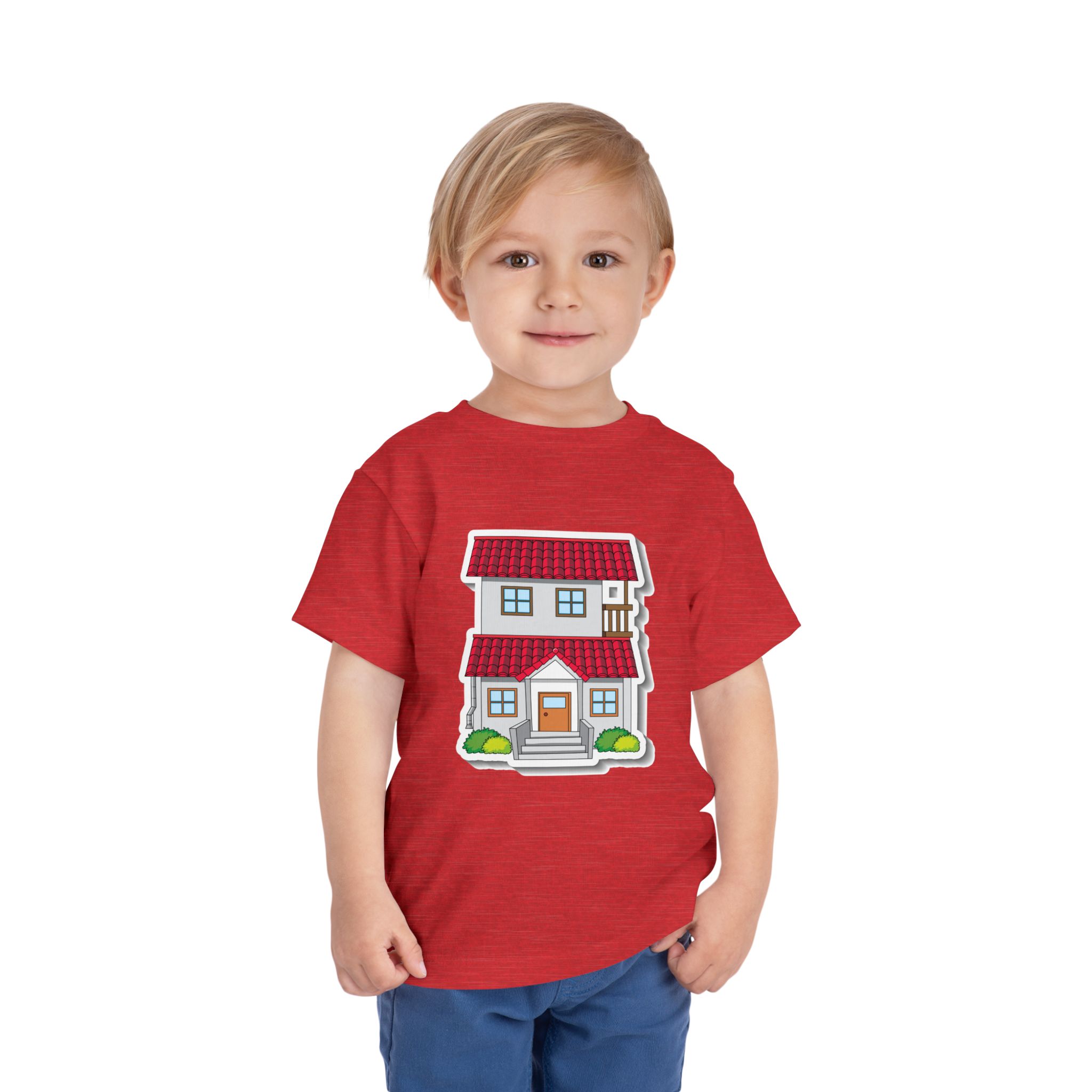 Cute Red Roof House Toddler T-Shirt – Adorable Home Illustration Graphic Tee for Kids, Boys & Girls. - Image 26