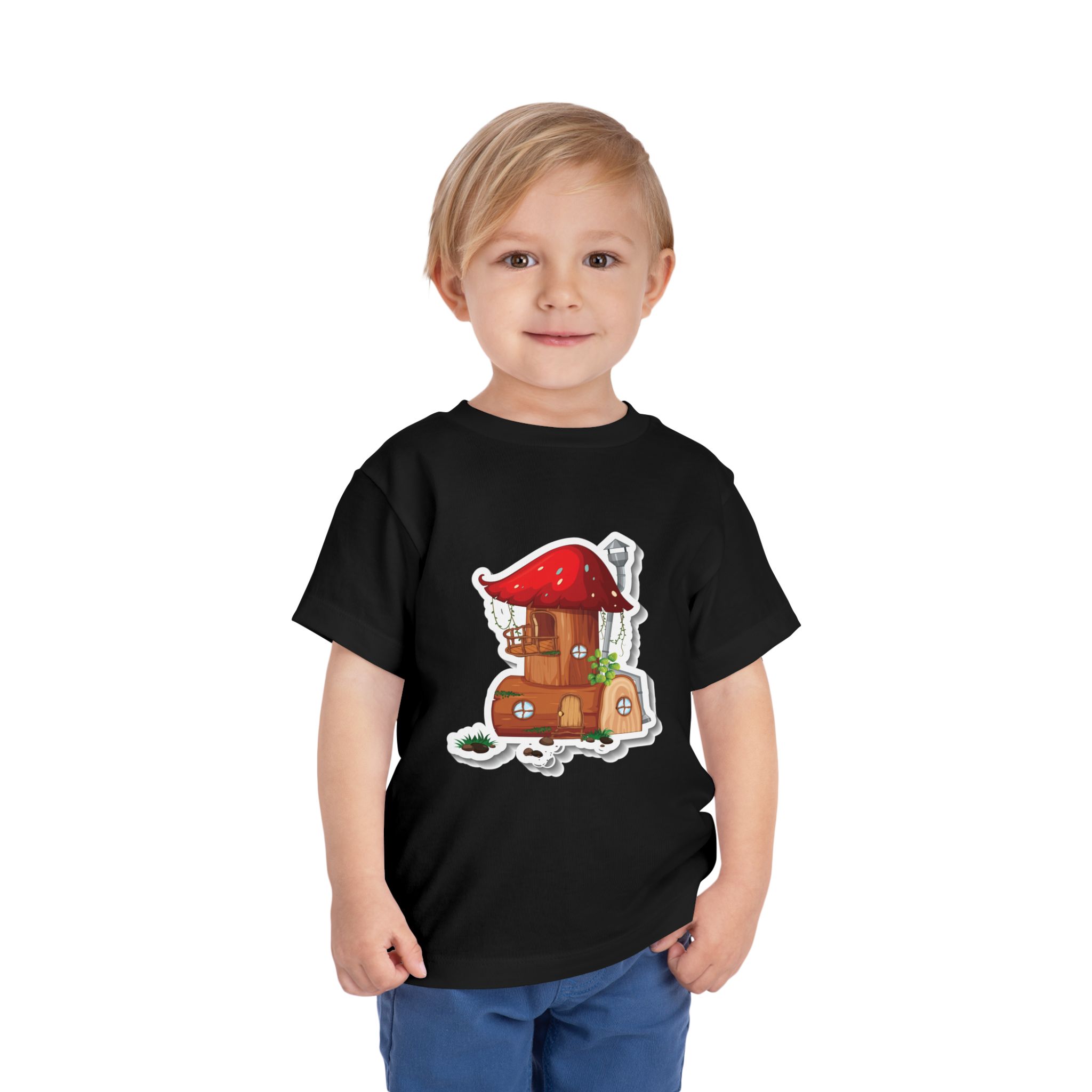 Mushroom Cottage Toddler T-Shirt – Cute Fairy House Graphic Tee for Kids, Boys & Girls. - Image 6