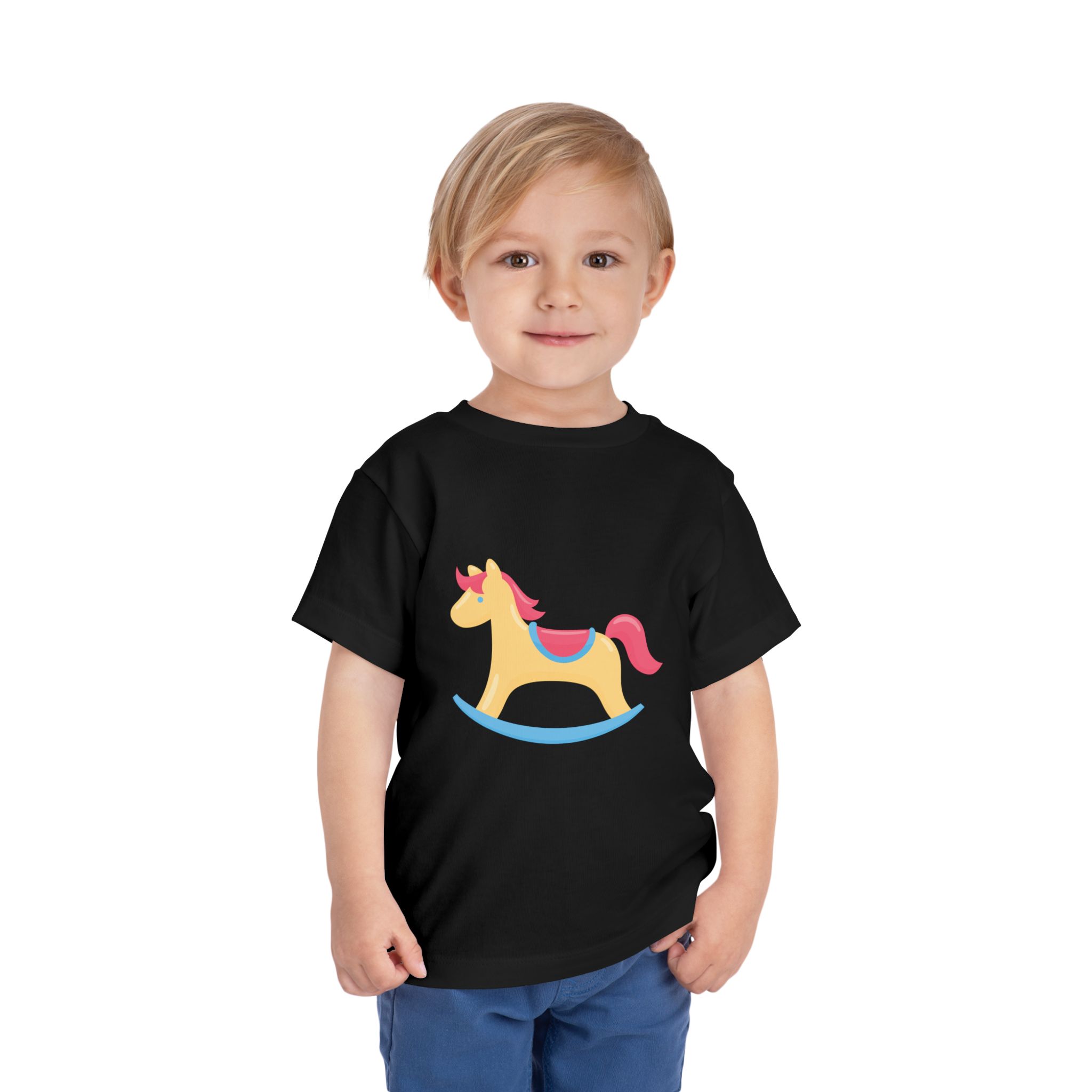 Cute Pastel Rocking Horse Toddler T-Shirt – Adorable Kids Graphic Tee for Babies, Boys & Girls. - Image 2