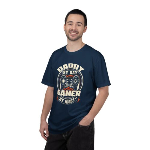 Daddy by Day Gamer by Night T-Shirt – Funny Gaming Dad Graphic Tee for Gamer Dads & Video Game Lovers. - Image 3