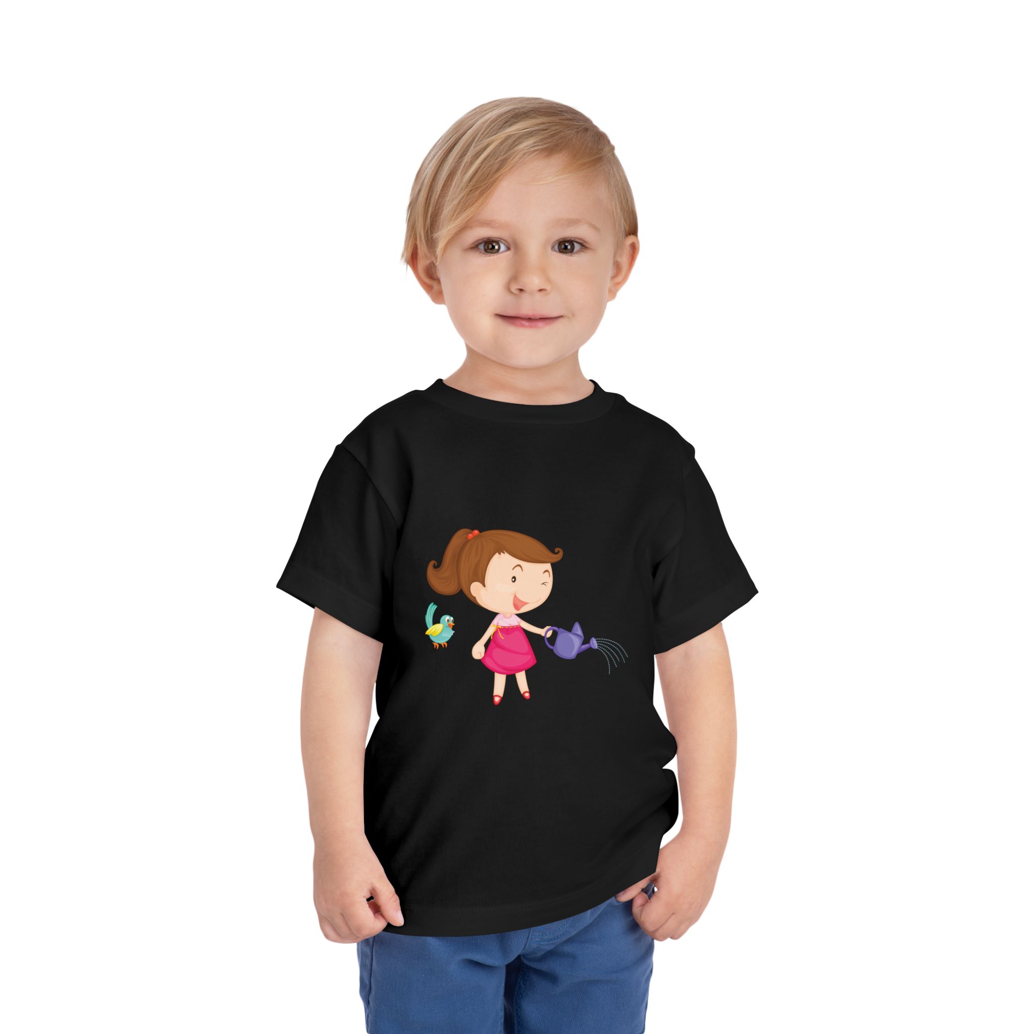 Cute Girl Watering Birds Toddler T-Shirt – Adorable Nature Garden Graphic Tee for Kids, Boys & Girls. - Image 6