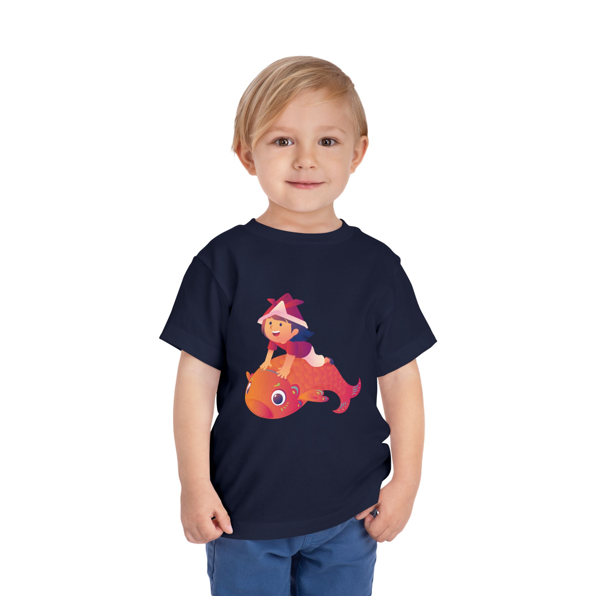 Cute Girl Riding Orange Fish Toddler T-Shirt – Fun Ocean Adventure Graphic Tee for Kids, Boys & Girls. - Image 22