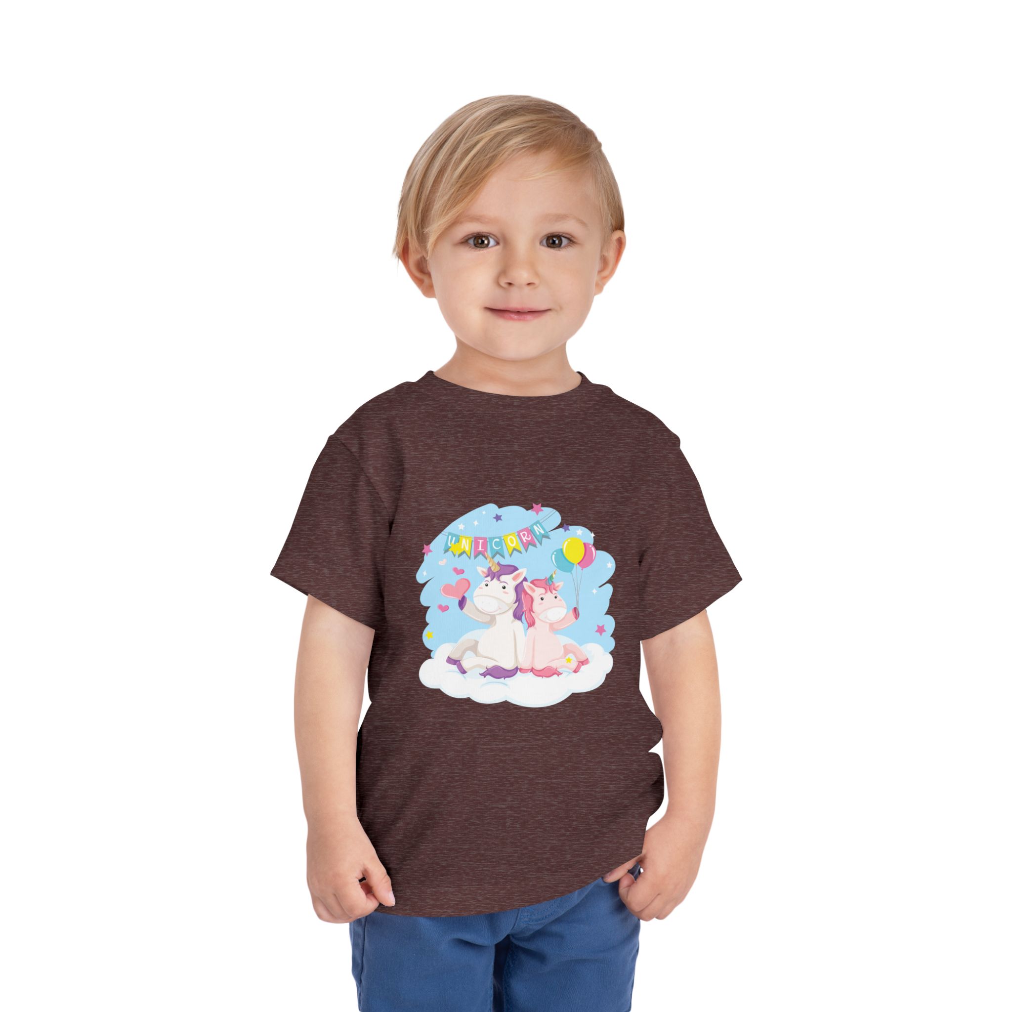Cute Unicorn Friends on Cloud Toddler T-Shirt – Adorable Birthday Graphic Tee for Kids, Boys & Girls. - Image 26