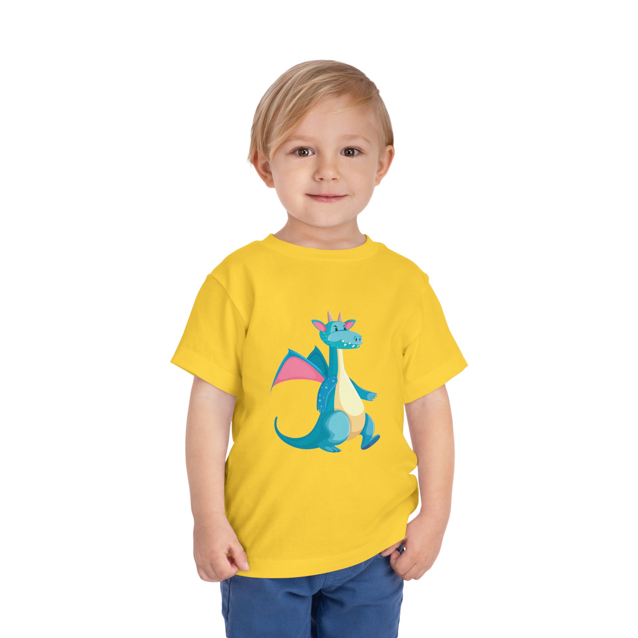Cute Blue Walking Dragon Toddler T-Shirt – Adorable Dragon Cartoon Graphic Tee for Kids, Boys & Girls. - Image 14