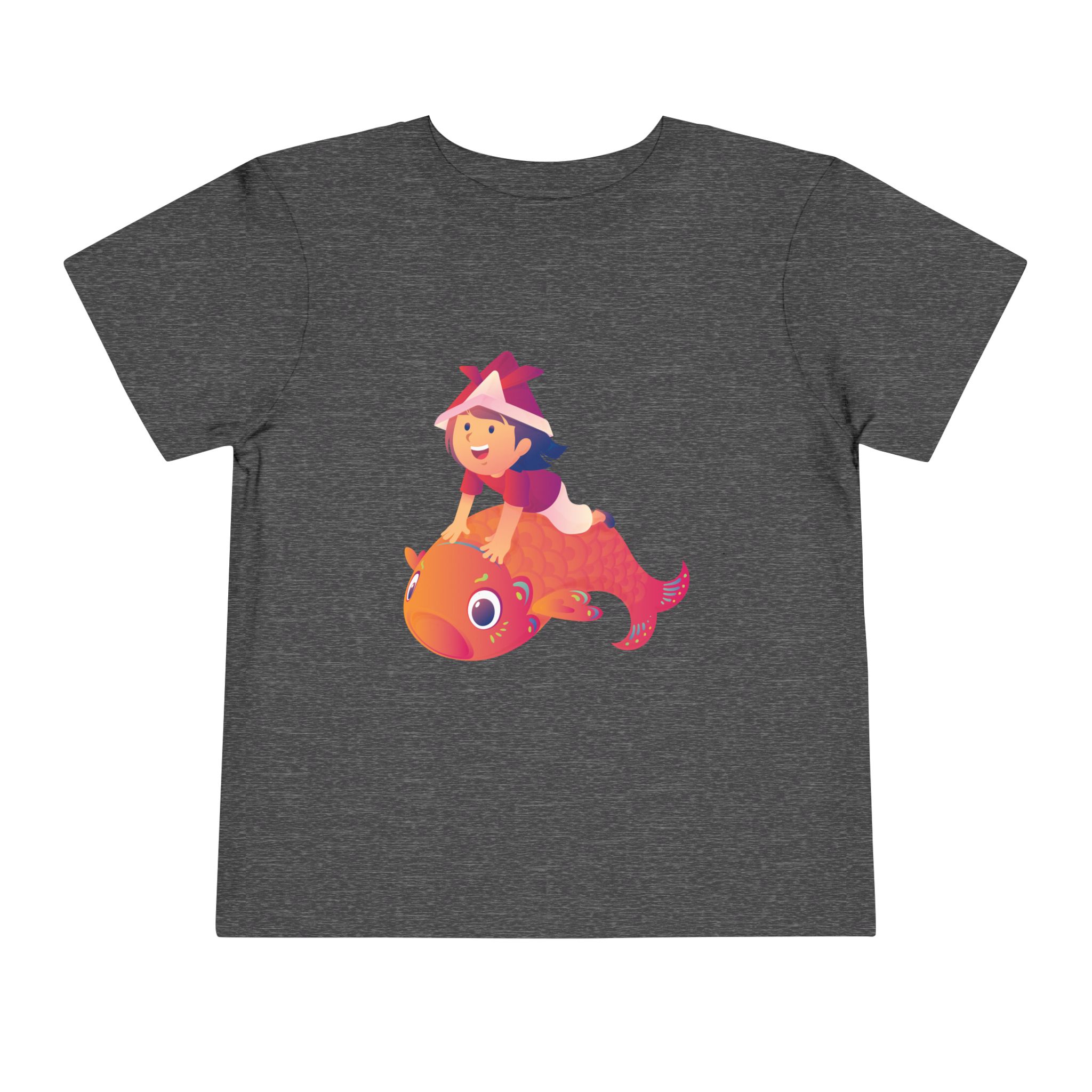 Cute Girl Riding Orange Fish Toddler T-Shirt – Fun Ocean Adventure Graphic Tee for Kids, Boys & Girls. - Image 25