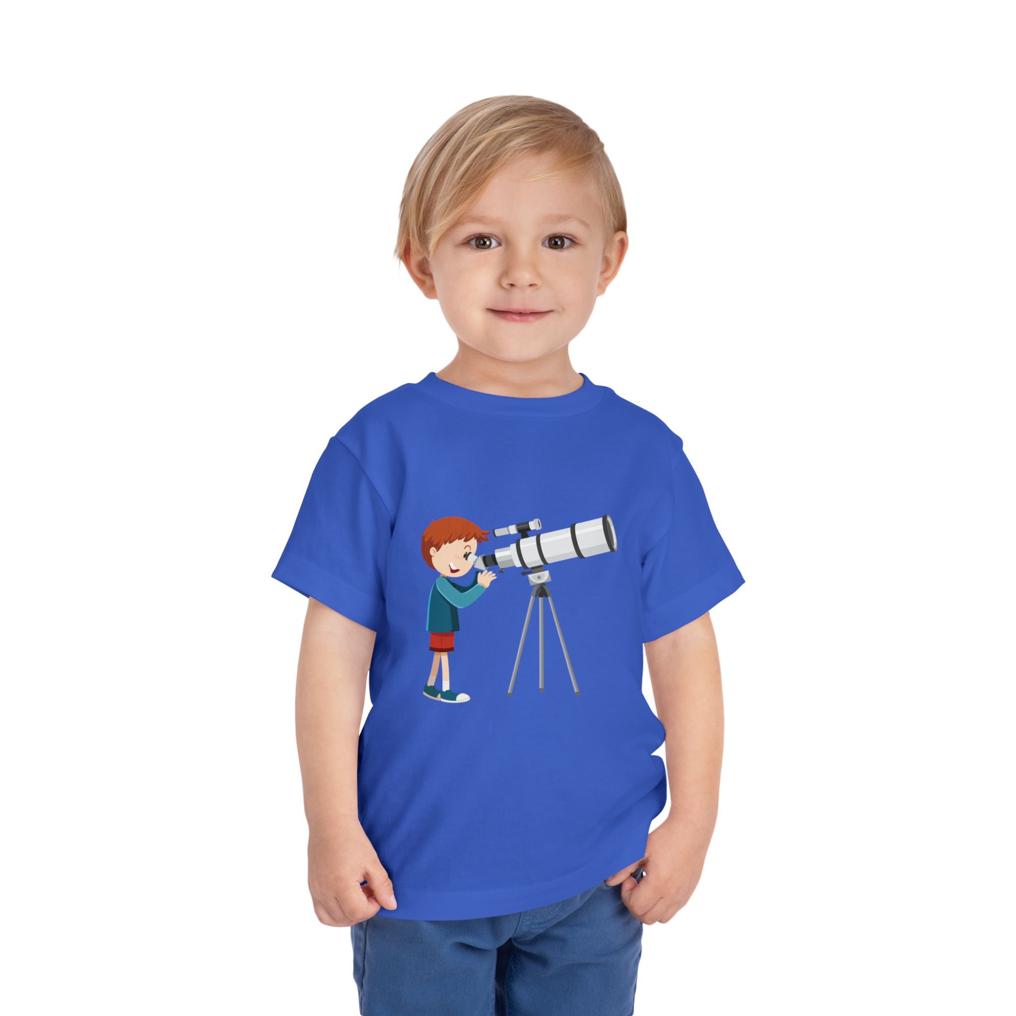 Little Astronomer Telescope Toddler T-Shirt – Cute Space Science Graphic Tee for Kids, Boys & Girls. - Image 2