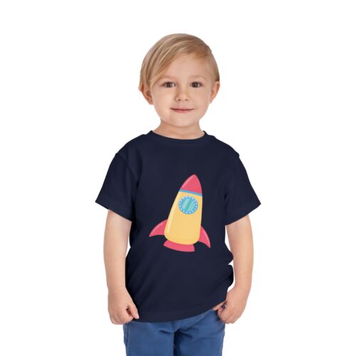 Cute Colorful Space Rocket Toddler T-Shirt – Fun Space Adventure Graphic Tee for Kids, Boys & Girls. - Image 2
