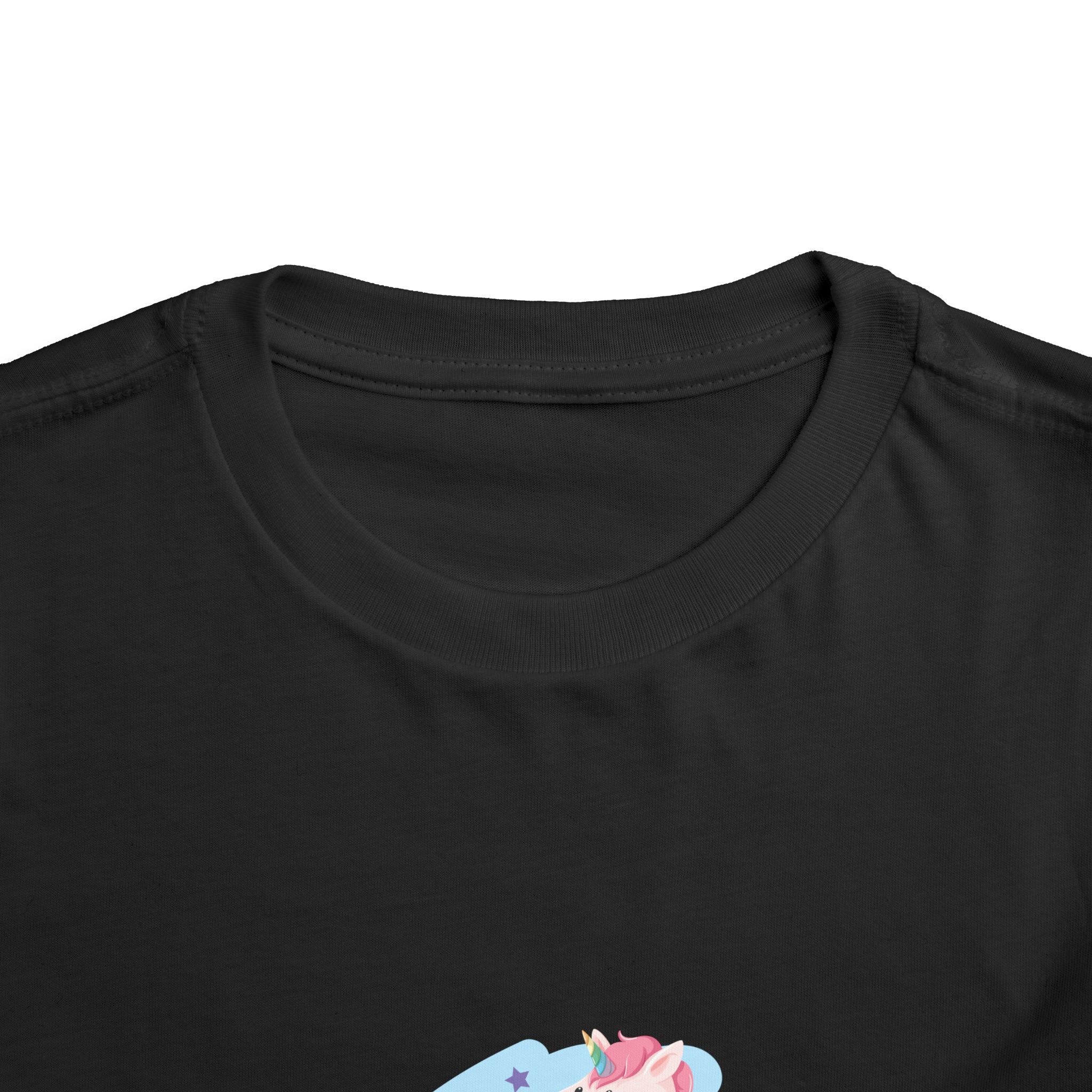 Cute Pink Unicorn on Rainbow Cloud Toddler T-Shirt – Adorable Fantasy Graphic Tee for Kids, Boys & Girls. - Image 3