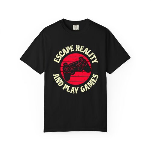 Escape Reality and Play Games T-Shirt – Funny Gamer Graphic Tee for Video Game Lovers, Gamers & Gaming Enthusiasts. - Image 1