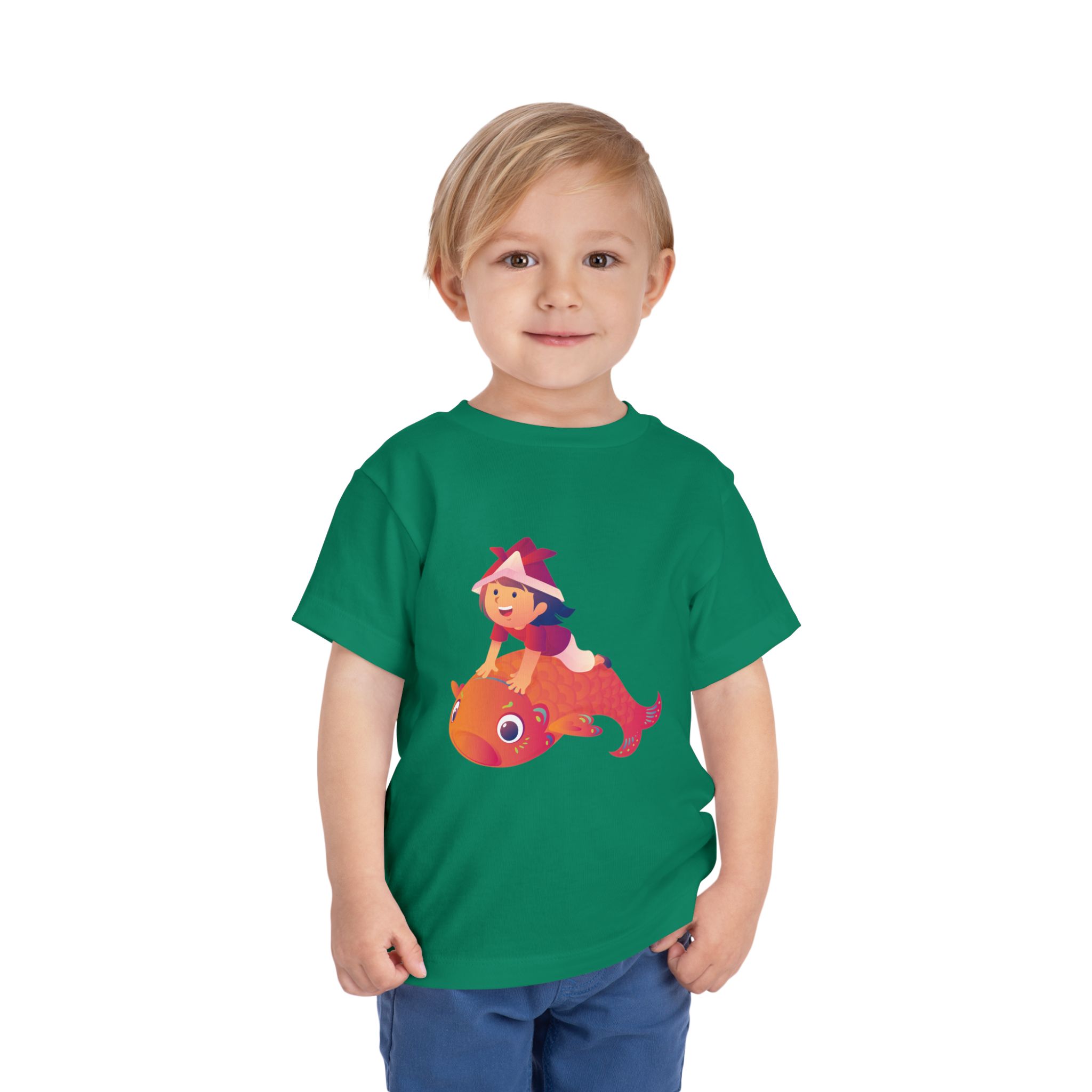 Cute Girl Riding Orange Fish Toddler T-Shirt – Fun Ocean Adventure Graphic Tee for Kids, Boys & Girls. - Image 14