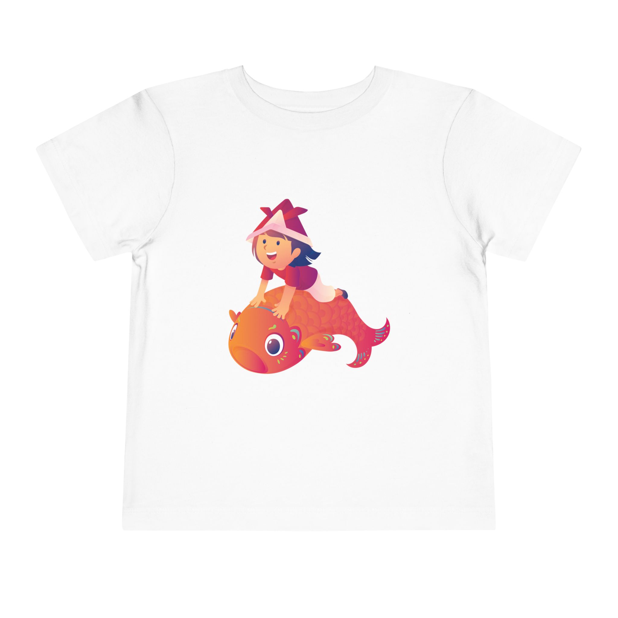 Cute Girl Riding Orange Fish Toddler T-Shirt – Fun Ocean Adventure Graphic Tee for Kids, Boys & Girls. - Image 5