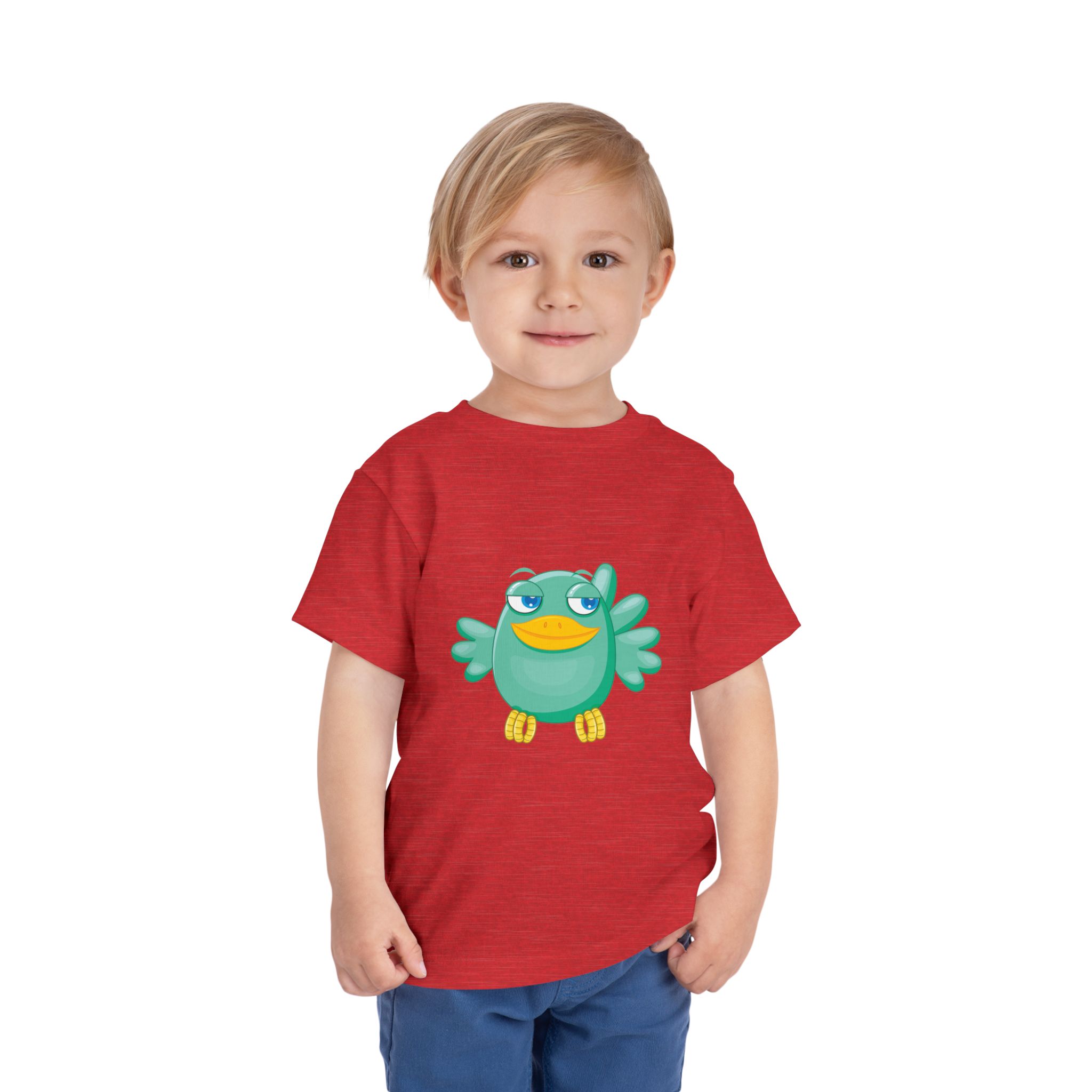 Cute Confident Green Bird Toddler T-Shirt – Adorable Cartoon Bird Graphic Tee for Kids, Boys & Girls. - Image 26