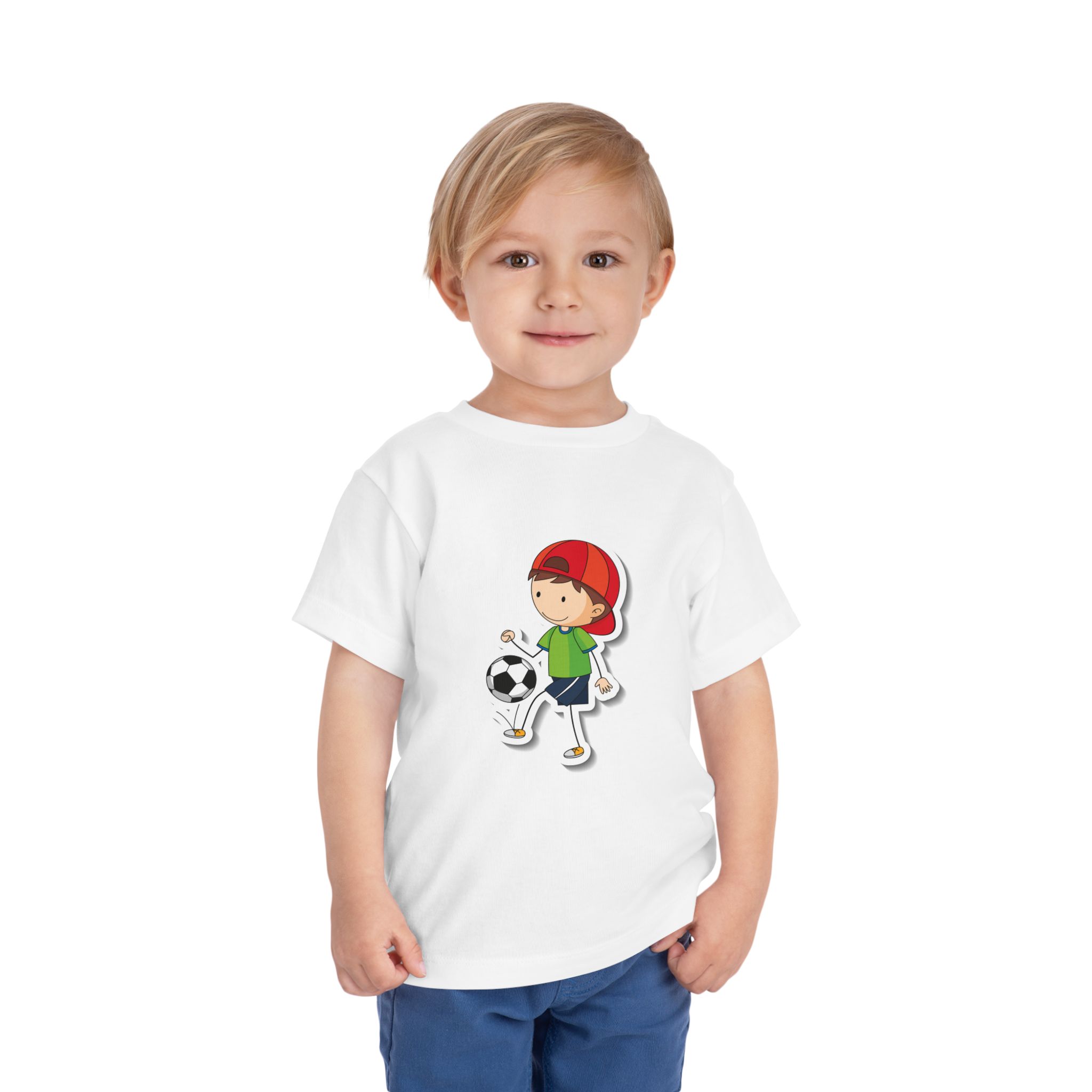 Cute Boy Kicking Soccer Ball Toddler T-Shirt – Fun Sports Graphic Tee for Kids, Boys & Girls. - Image 6