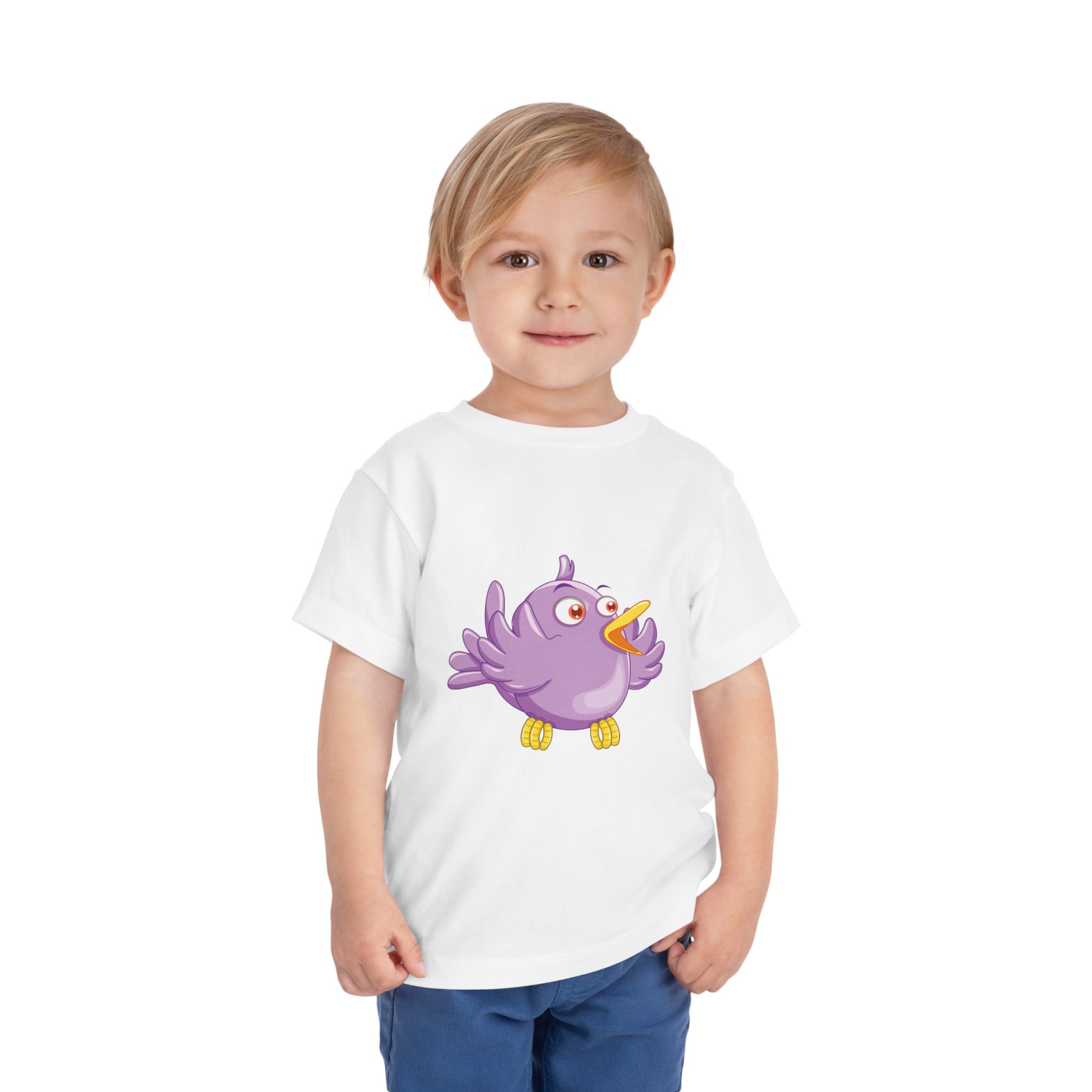 Cute Purple Cartoon Bird Toddler T-Shirt – Adorable Animal Graphic Tee for Kids, Boys & Girls. - Image 6