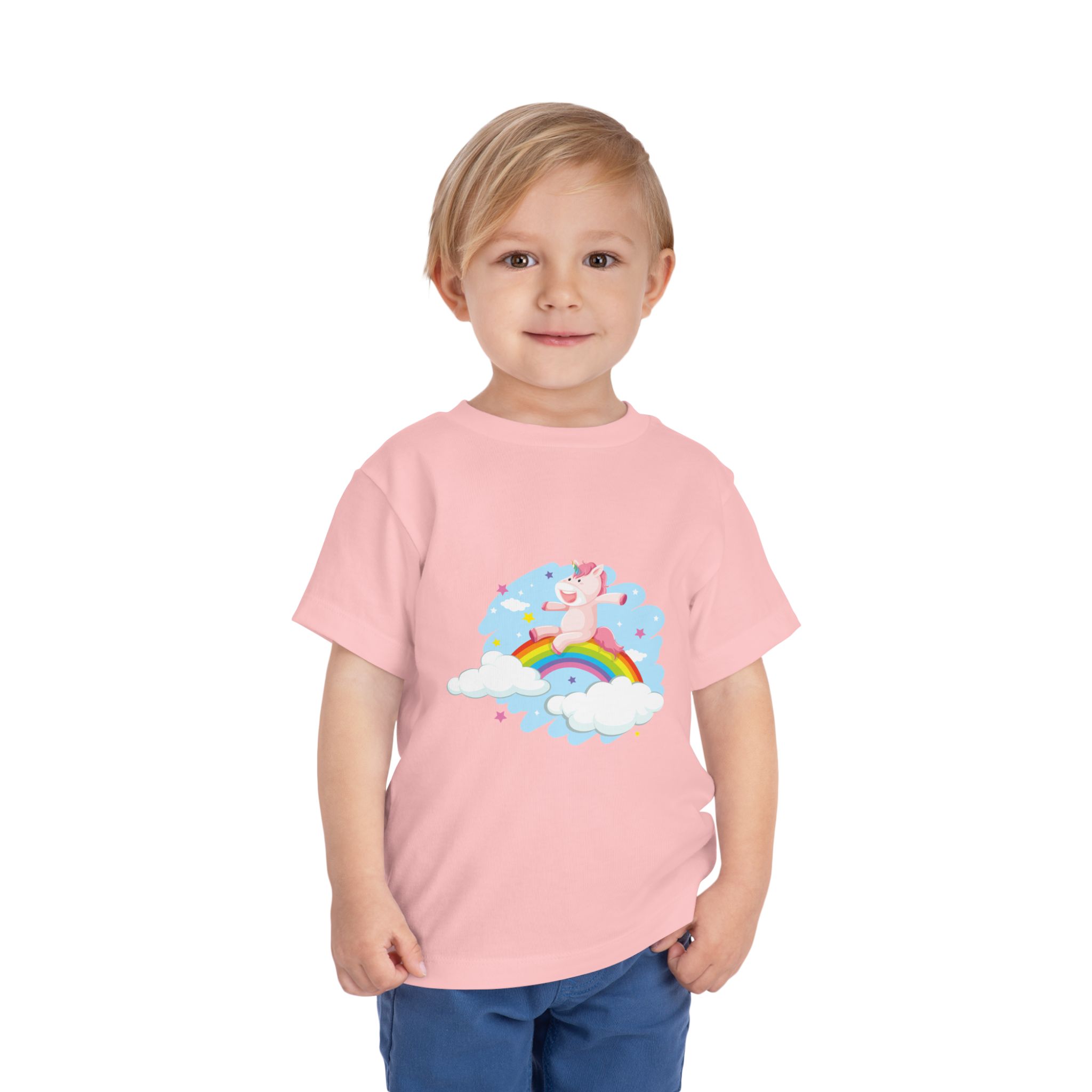 Cute Pink Unicorn on Rainbow Cloud Toddler T-Shirt – Adorable Fantasy Graphic Tee for Kids, Boys & Girls. - Image 22