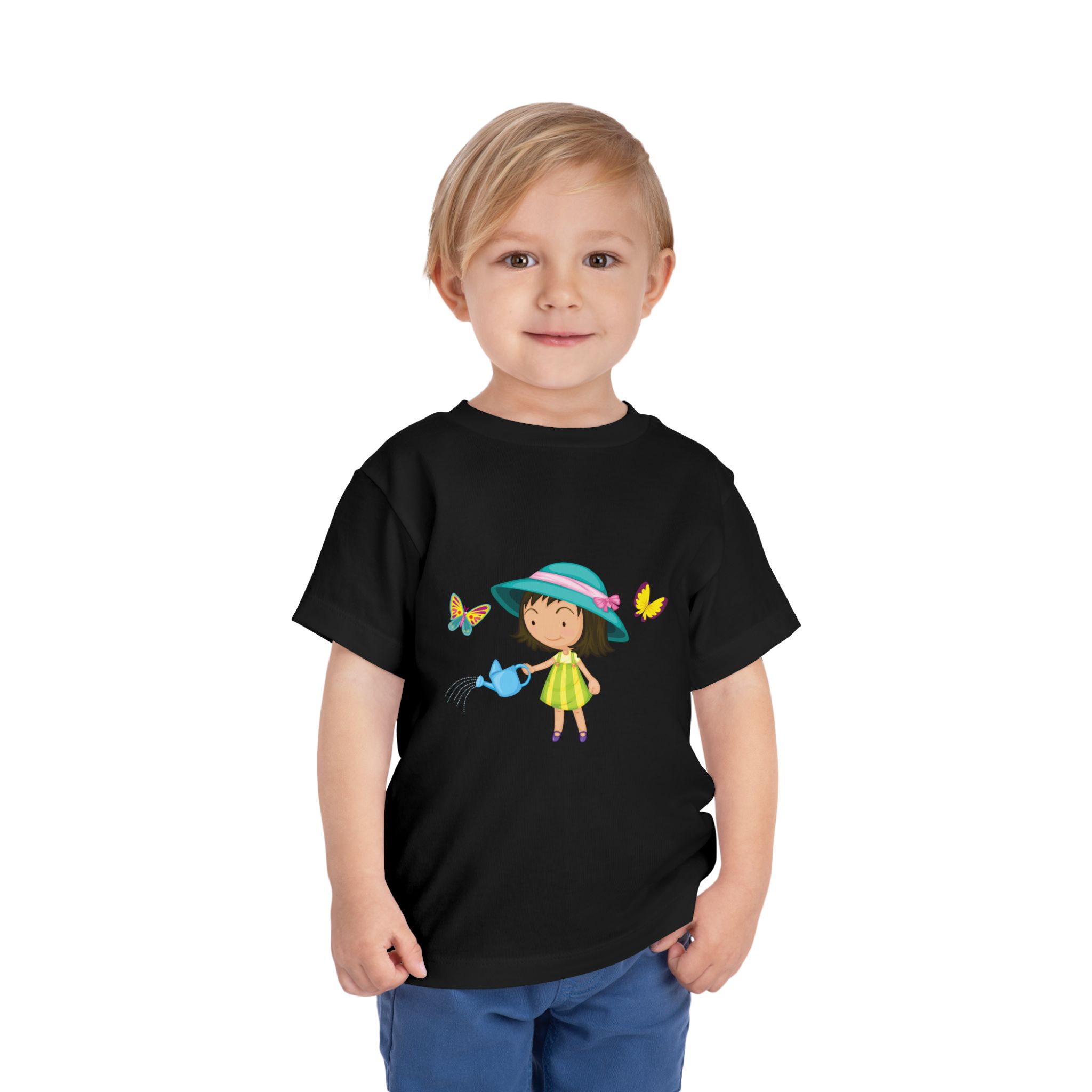Cute Little Gardener Girl with Butterflies Toddler T-Shirt – Adorable Nature Graphic Tee for Kids, Boys & Girls. - Image 2