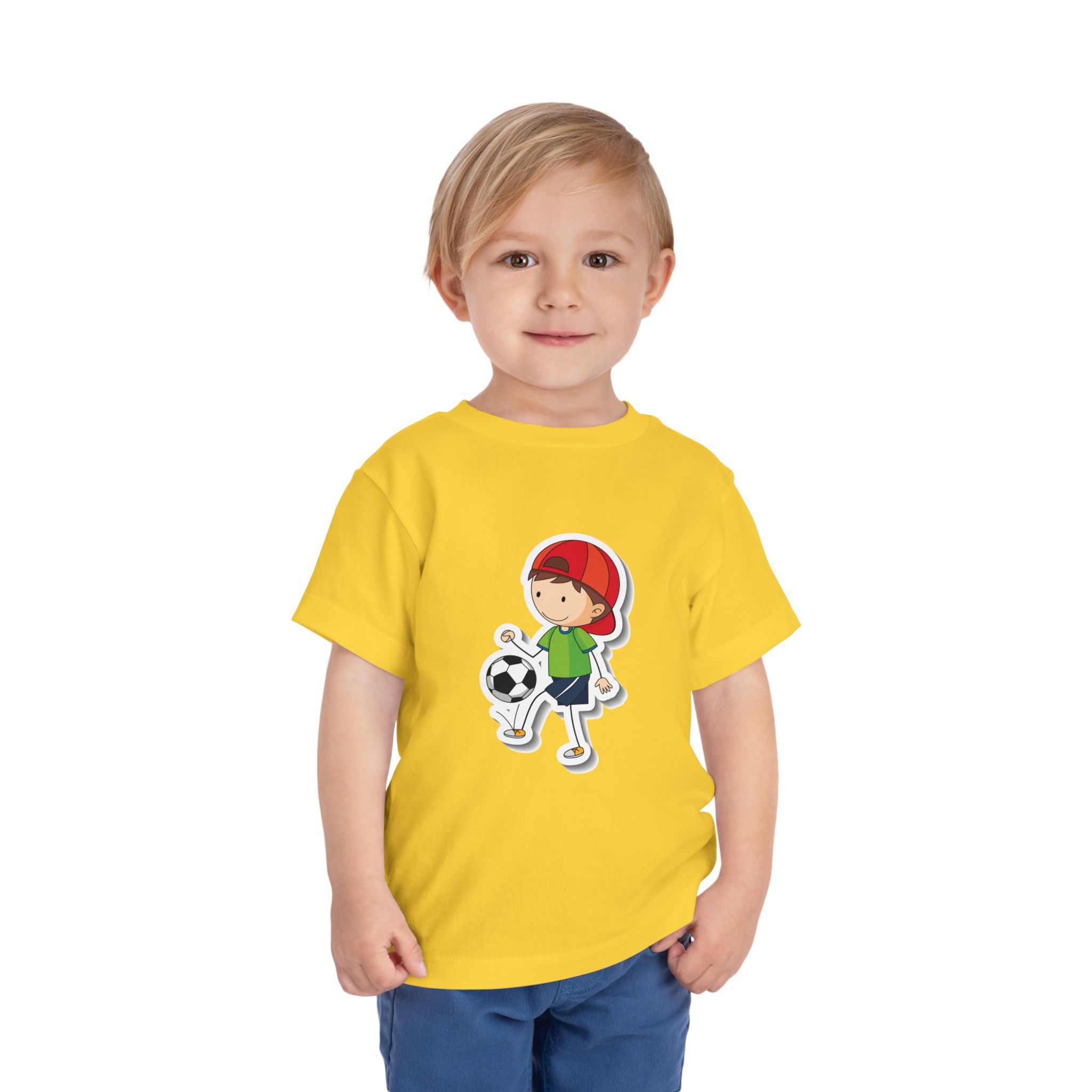 Cute Boy Kicking Soccer Ball Toddler T-Shirt – Fun Sports Graphic Tee for Kids, Boys & Girls. - Image 14