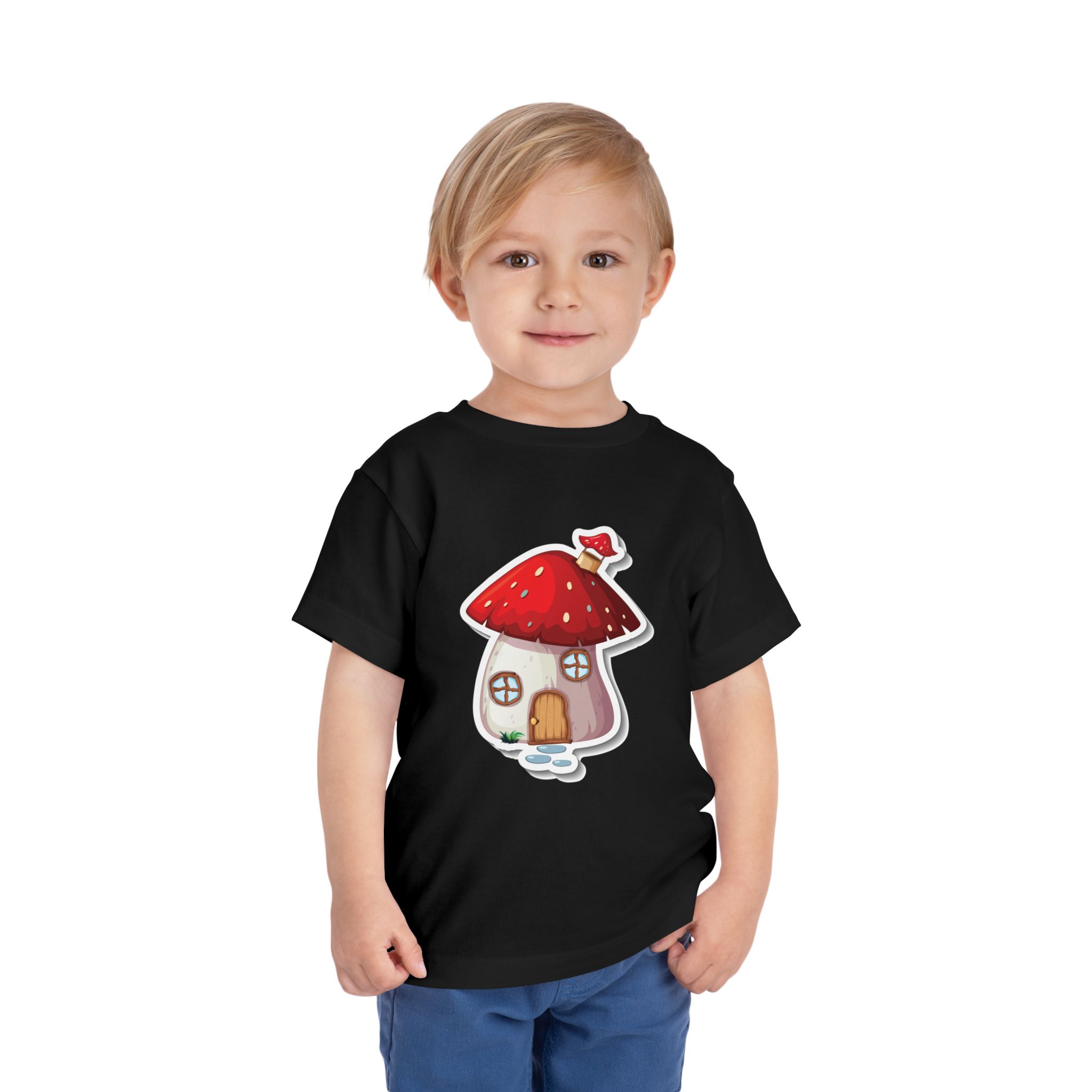 Cute Red Mushroom House Toddler T-Shirt – Adorable Cottage Graphic Tee for Kids, Boys & Girls. - Image 6