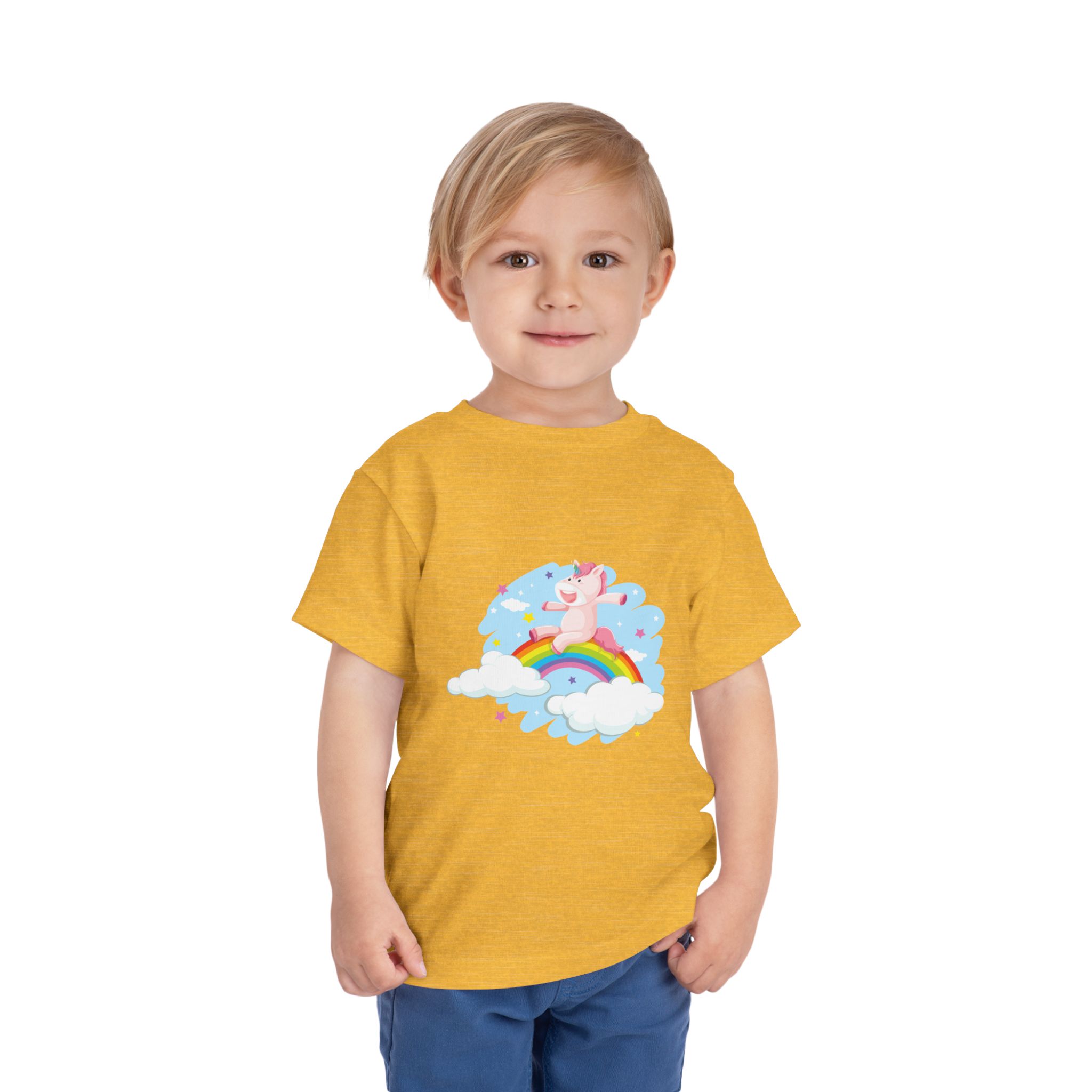 Cute Pink Unicorn on Rainbow Cloud Toddler T-Shirt – Adorable Fantasy Graphic Tee for Kids, Boys & Girls. - Image 10