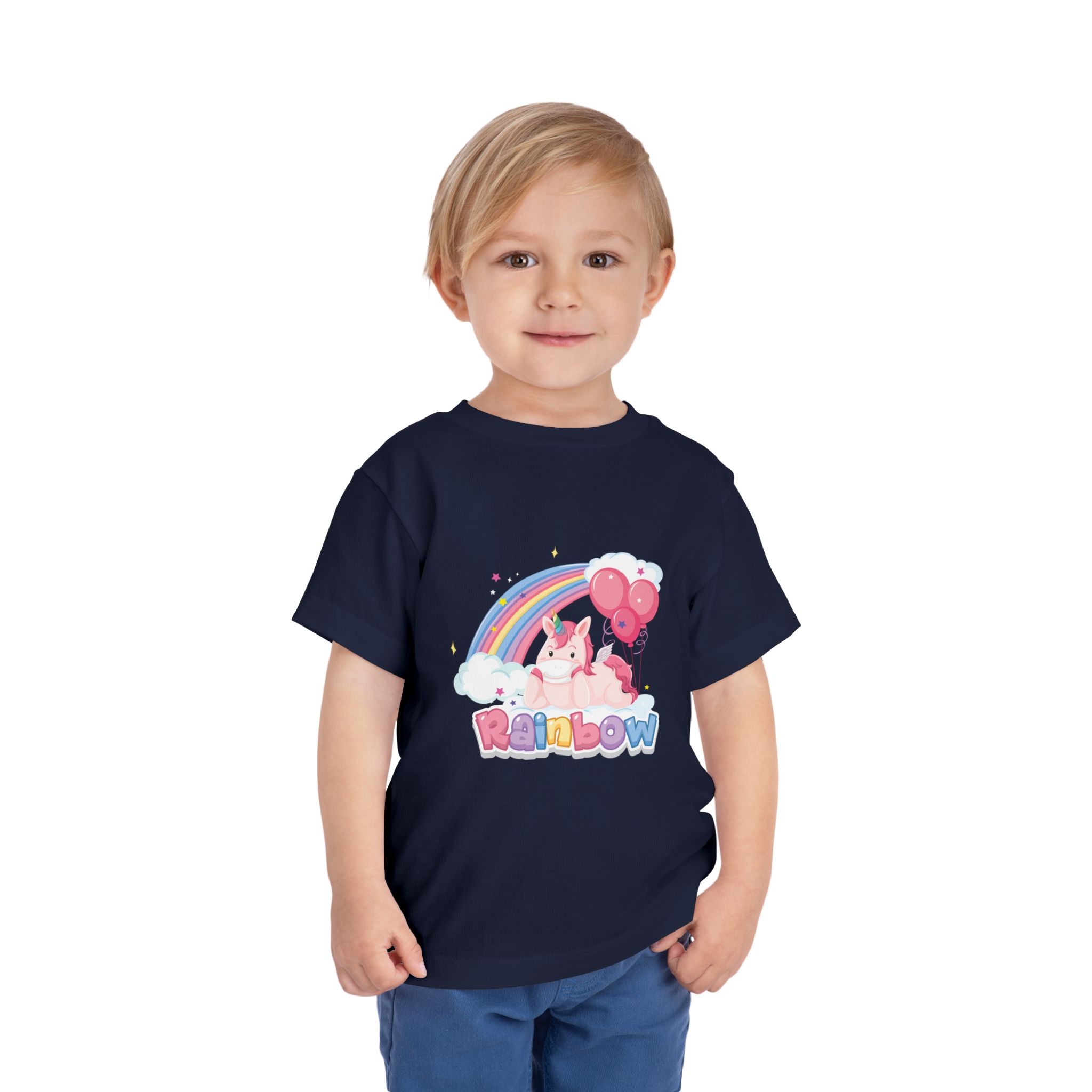 Cute Pink Bunny Rainbow Toddler T-Shirt – Adorable Rainbow Graphic Tee for Kids, Boys & Girls. - Image 2