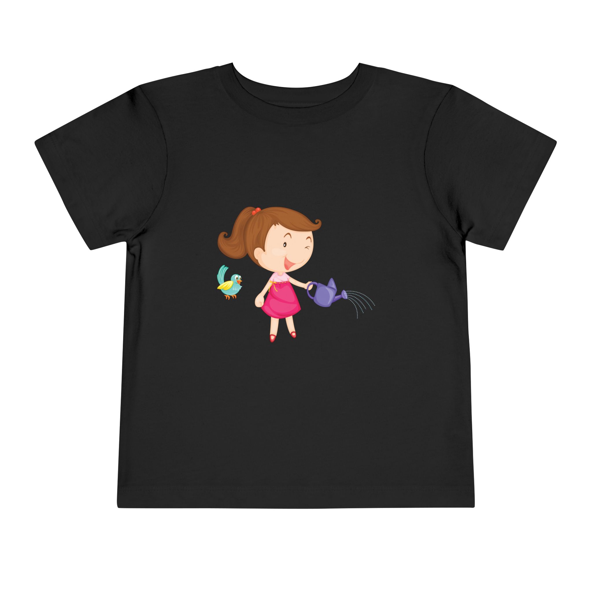 Cute Girl Watering Birds Toddler T-Shirt – Adorable Nature Garden Graphic Tee for Kids, Boys & Girls. - Image 5