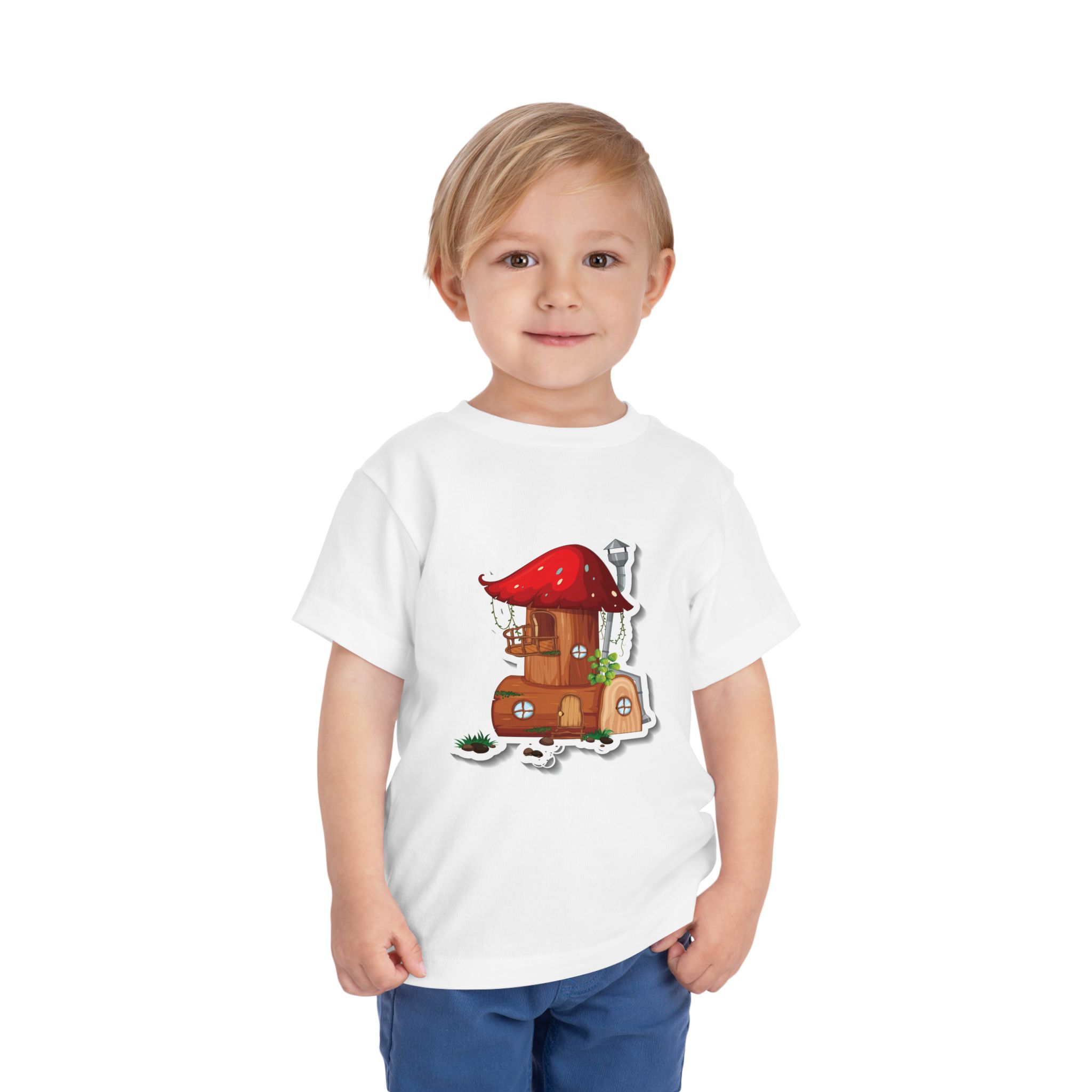 Mushroom Cottage Toddler T-Shirt – Cute Fairy House Graphic Tee for Kids, Boys & Girls. - Image 10