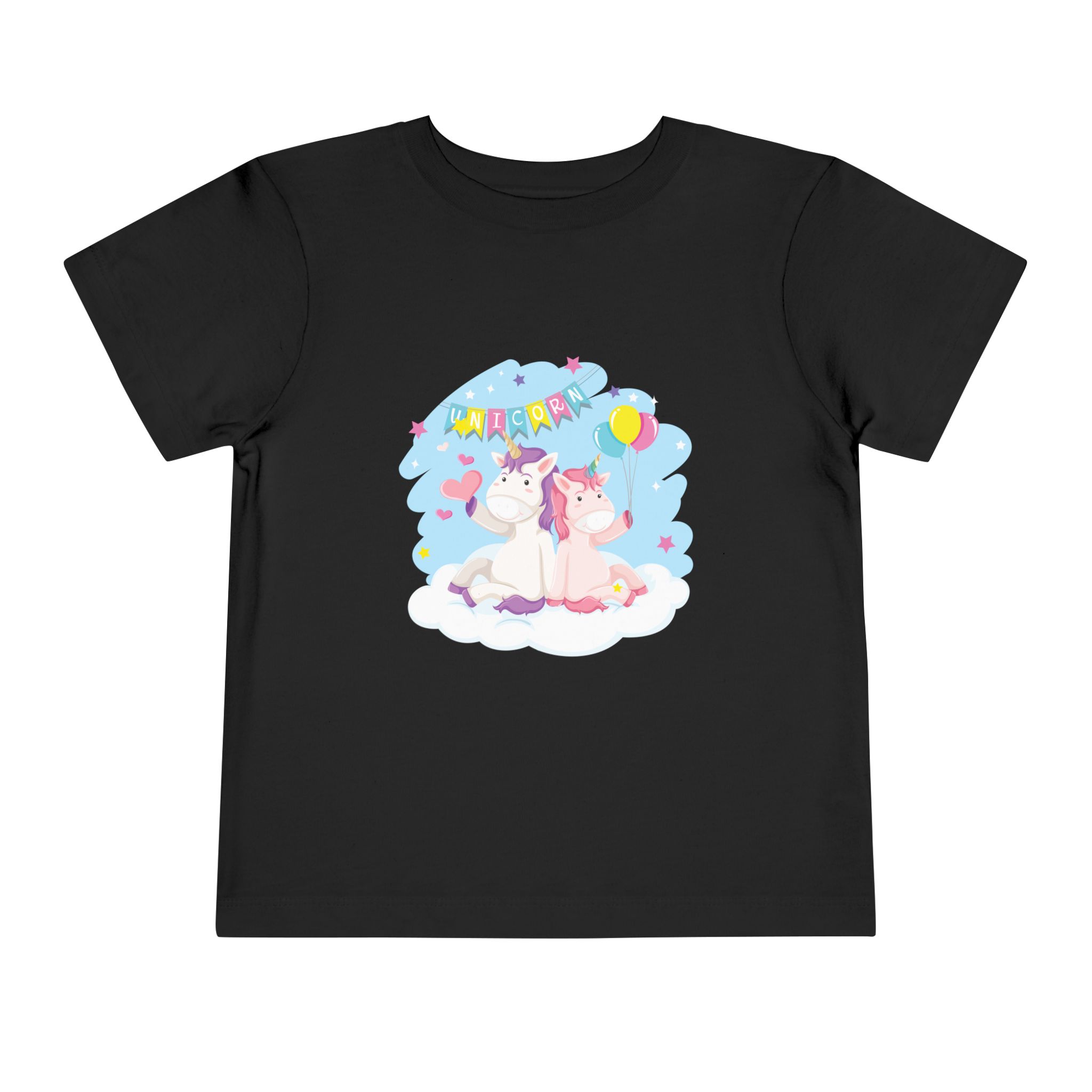 Cute Unicorn Friends on Cloud Toddler T-Shirt – Adorable Birthday Graphic Tee for Kids, Boys & Girls. - Image 5
