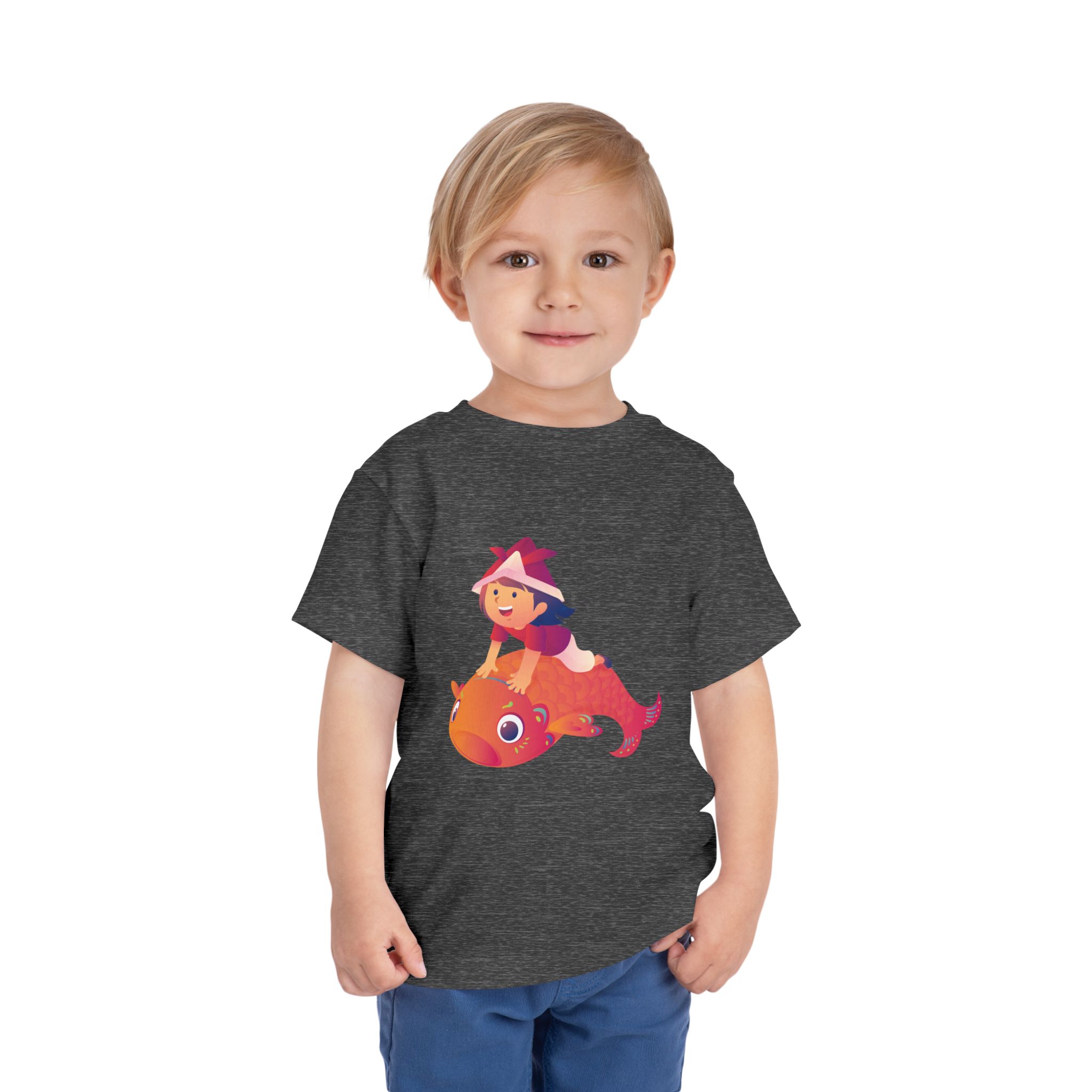 Cute Girl Riding Orange Fish Toddler T-Shirt – Fun Ocean Adventure Graphic Tee for Kids, Boys & Girls. - Image 26