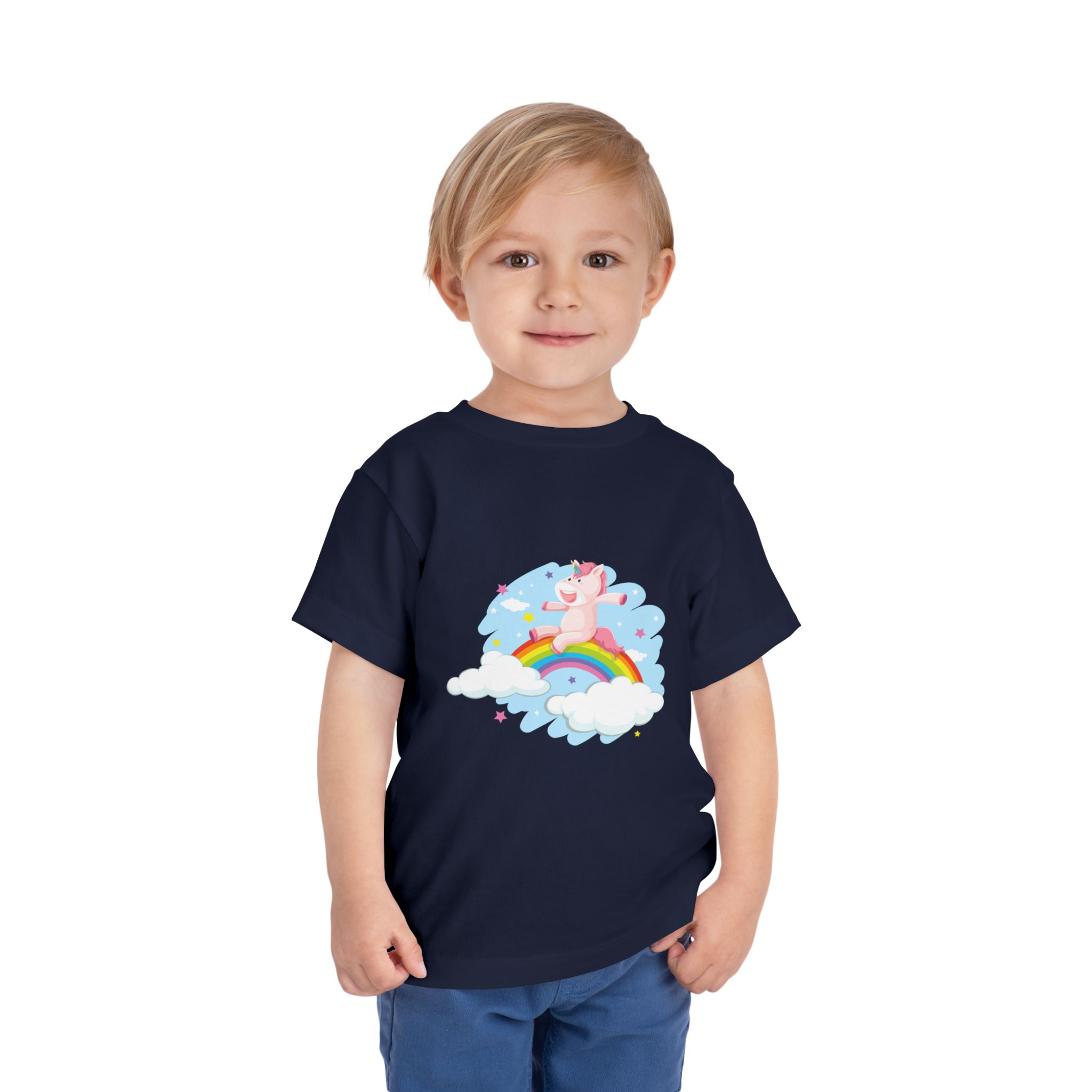 Cute Pink Unicorn on Rainbow Cloud Toddler T-Shirt – Adorable Fantasy Graphic Tee for Kids, Boys & Girls. - Image 18