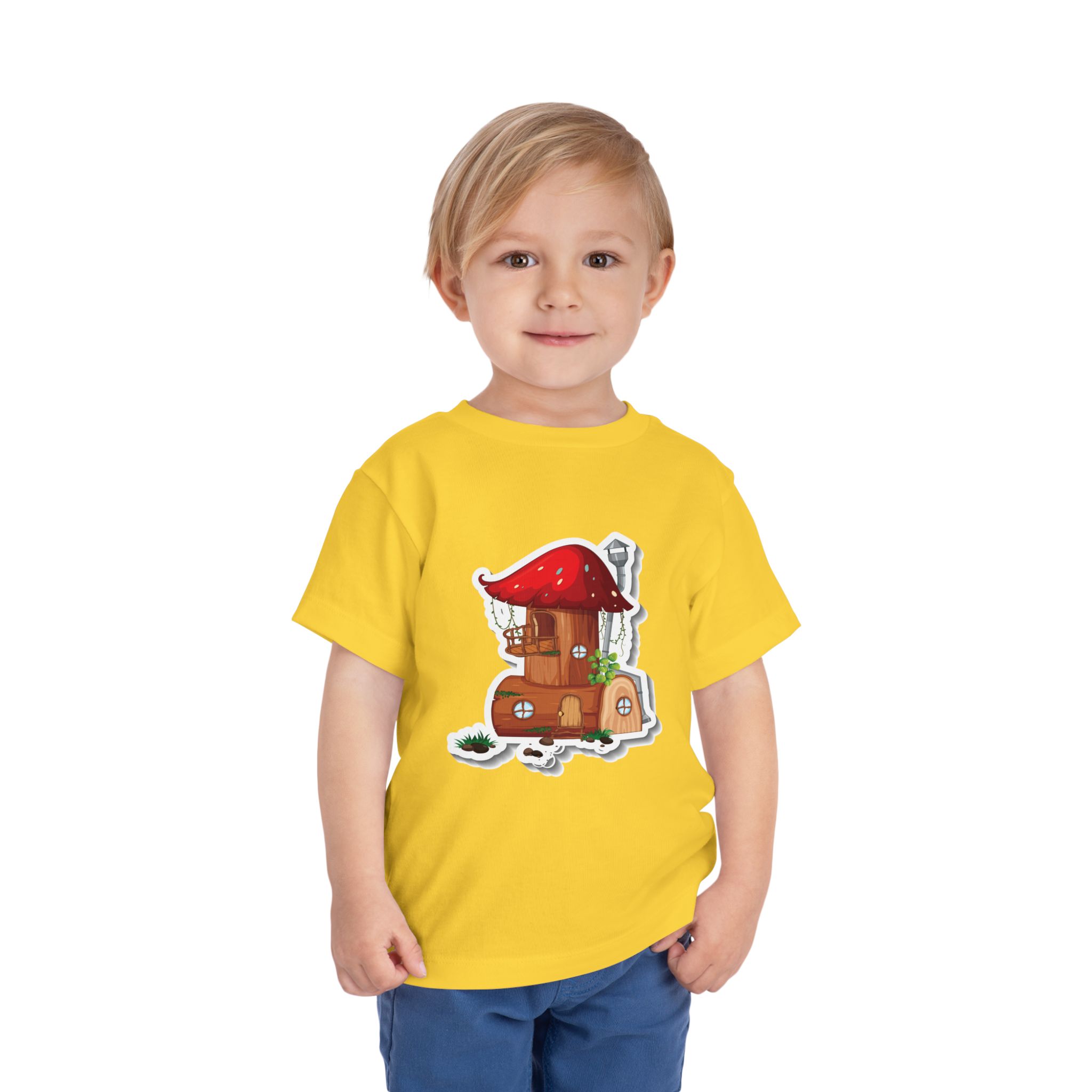 Mushroom Cottage Toddler T-Shirt – Cute Fairy House Graphic Tee for Kids, Boys & Girls. - Image 2