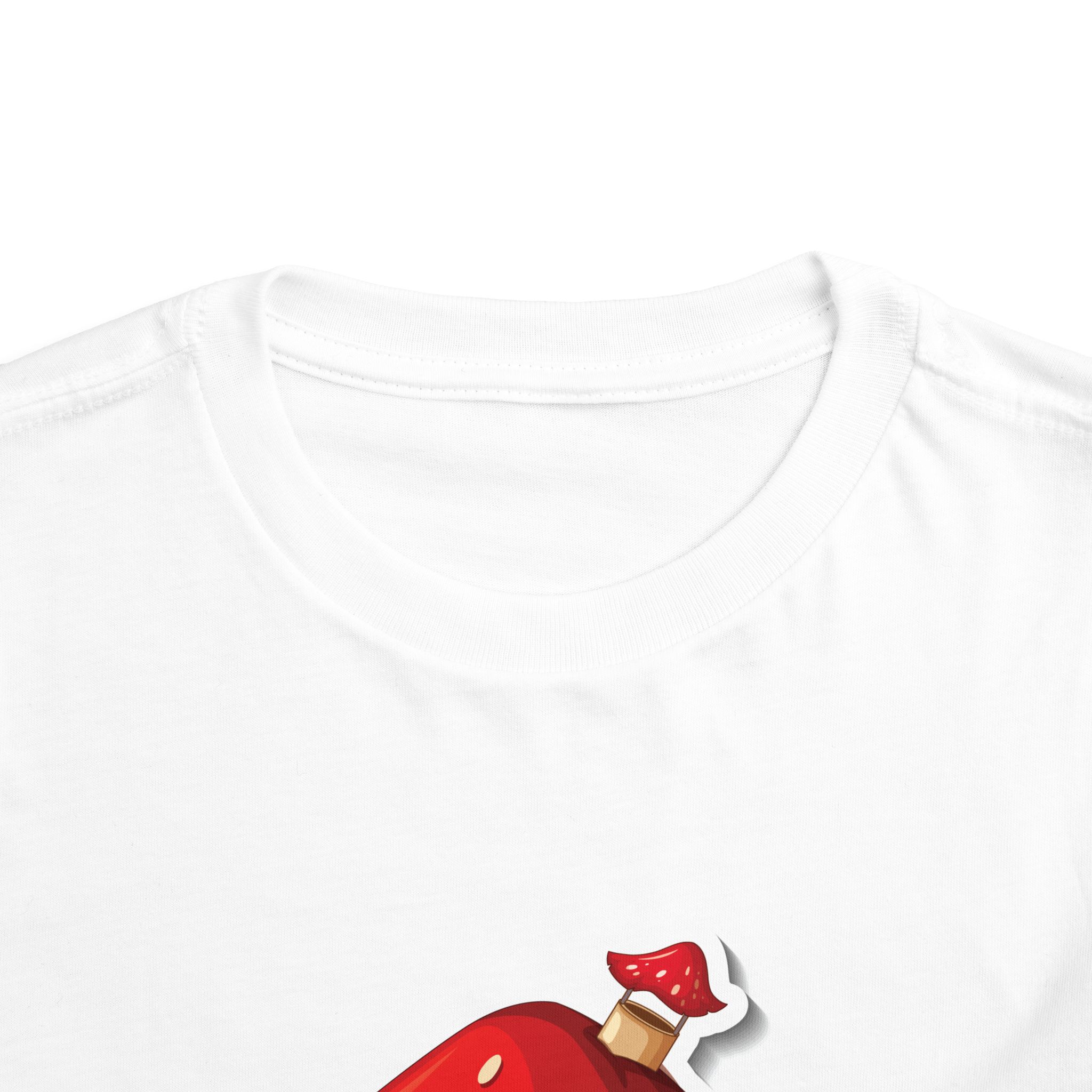 Cute Red Mushroom House Toddler T-Shirt – Adorable Cottage Graphic Tee for Kids, Boys & Girls. - Image 3